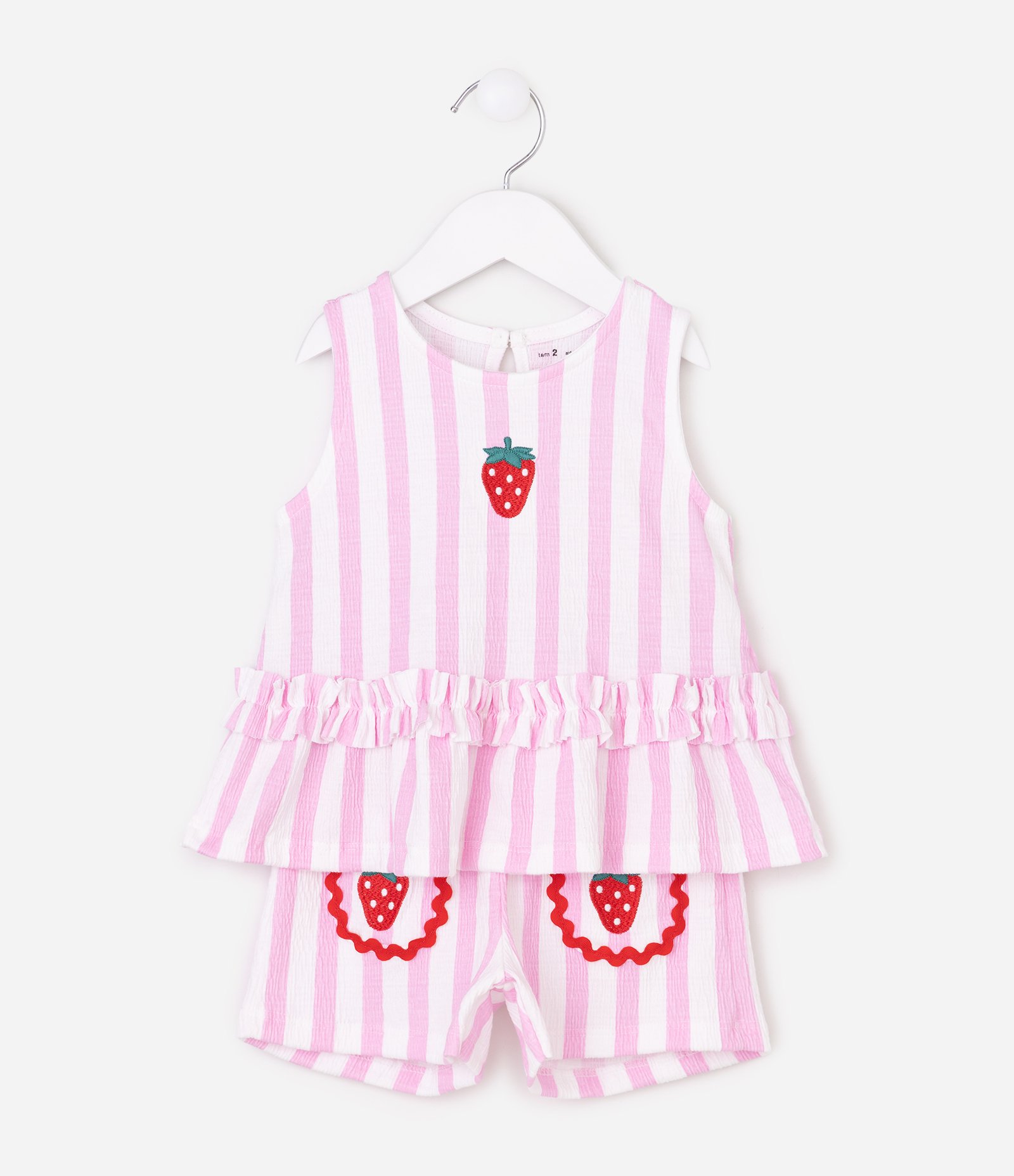 Conjunto Infantil Em Algodão com Bordado - Tam 1 a 6 Anos Rosa 2