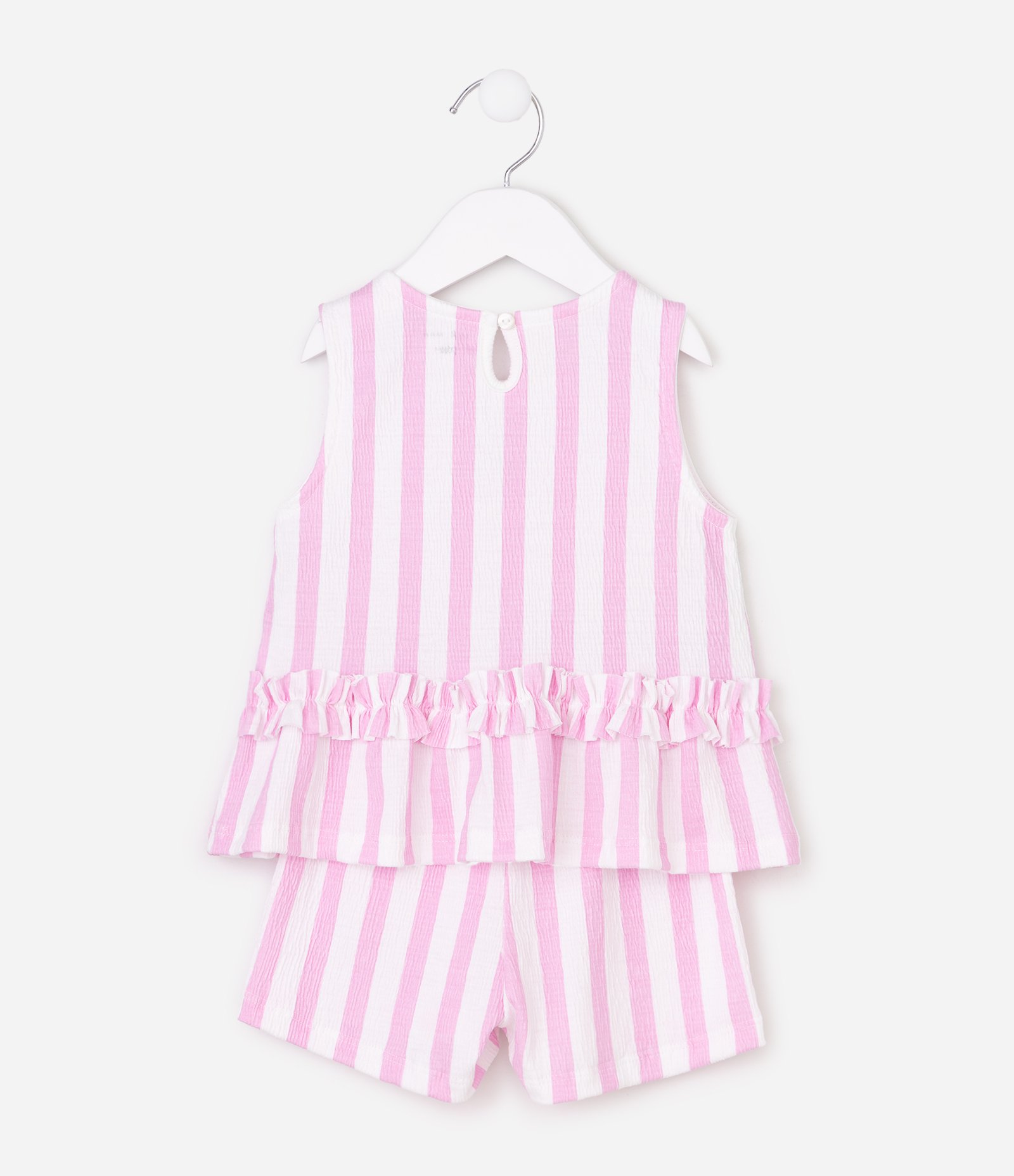 Conjunto Infantil Em Algodão com Bordado - Tam 1 a 6 Anos Rosa 3