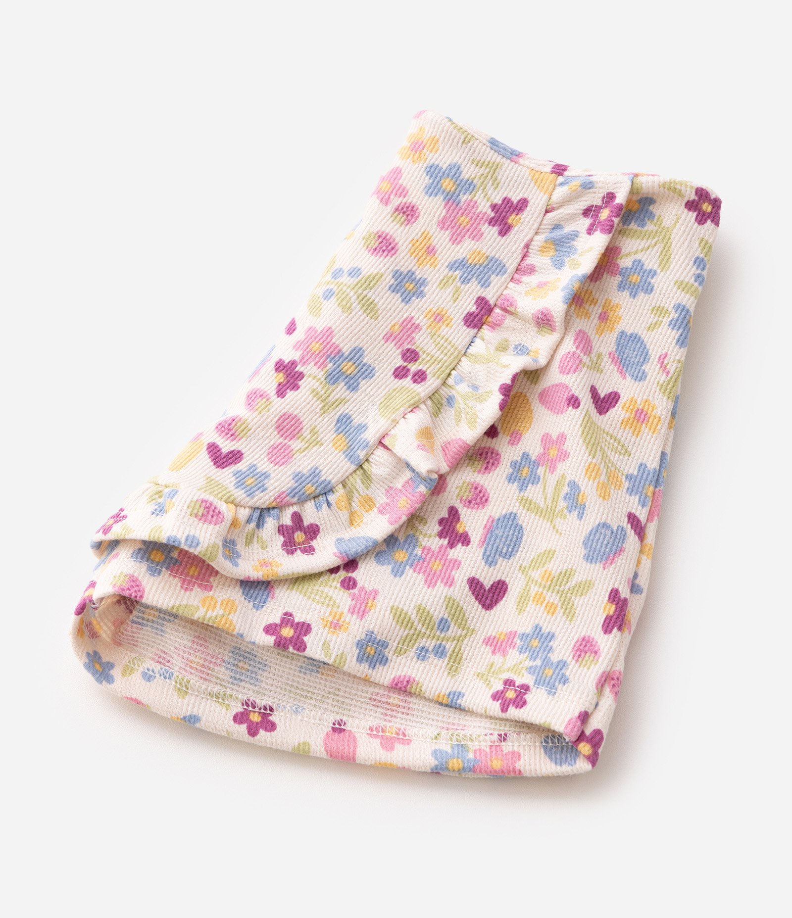 Short Saia Infantil Em Cotton Com Babadinho Floral - Tam 1 a 6 Anos Bege 6