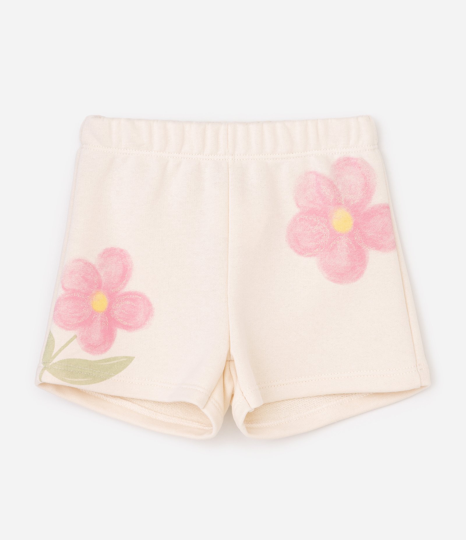 Conjunto Infantil Em Algodão Flores Aquareladas Com Paetê Na Blusa - Tam 1 a 6 Anos Rosa 9