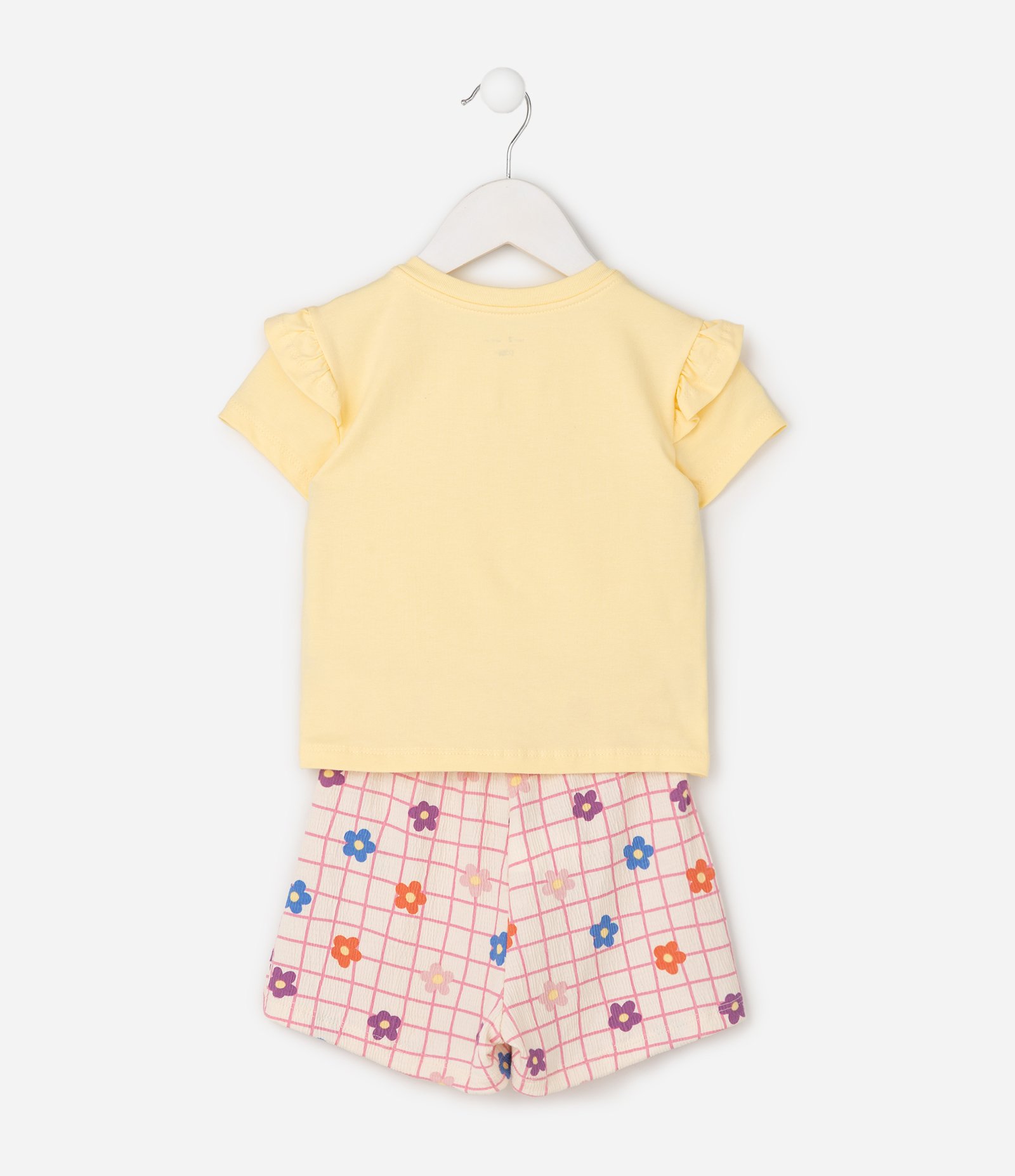 Conjunto Infantil Poim Blusa Manga Curta e Short Saia Arco-Íris Tam 1 a 6 Anos Amarelo 2