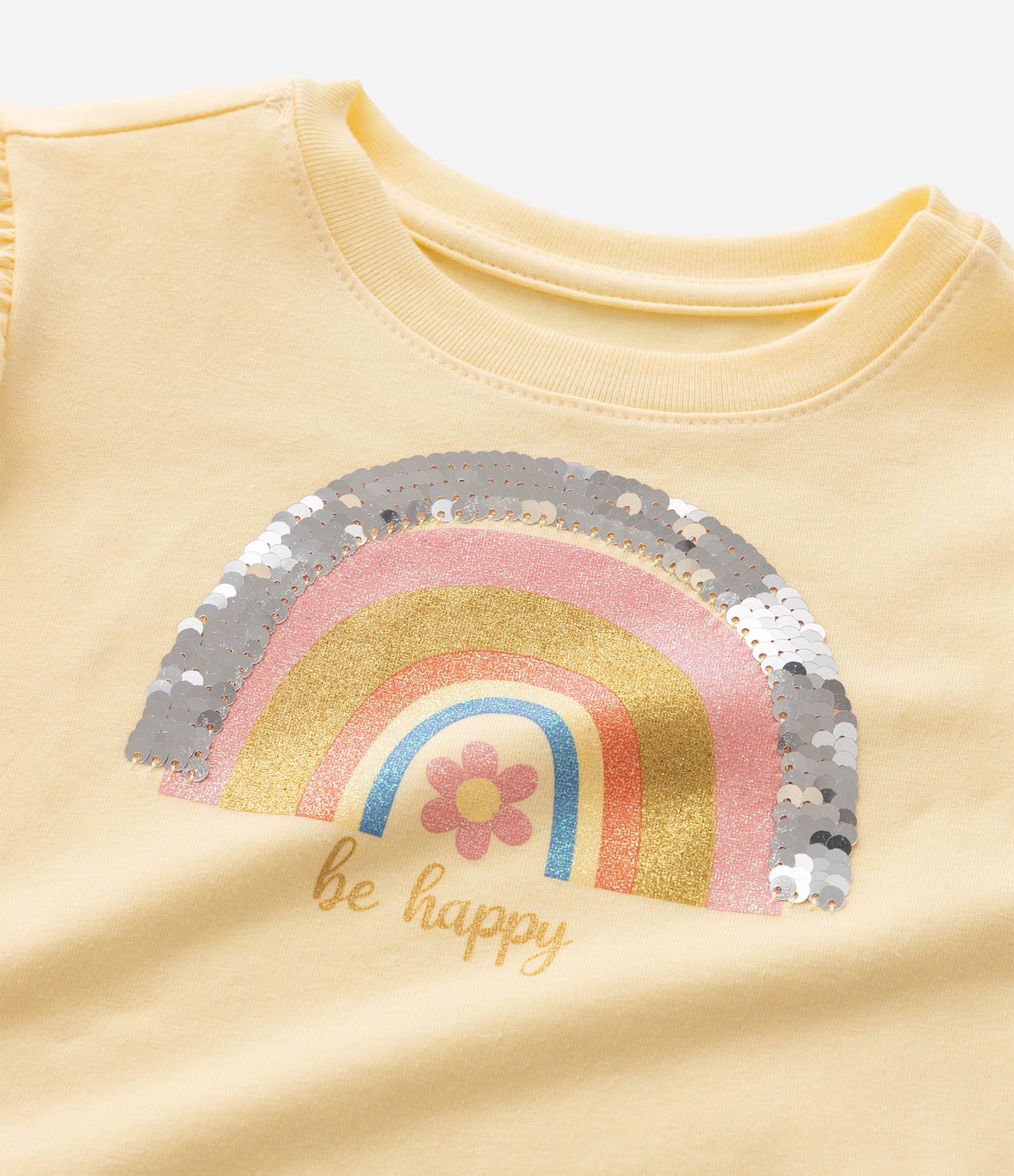 Conjunto Infantil Poim Blusa Manga Curta e Short Saia Arco-Íris Tam 1 a 6 Anos Amarelo 4