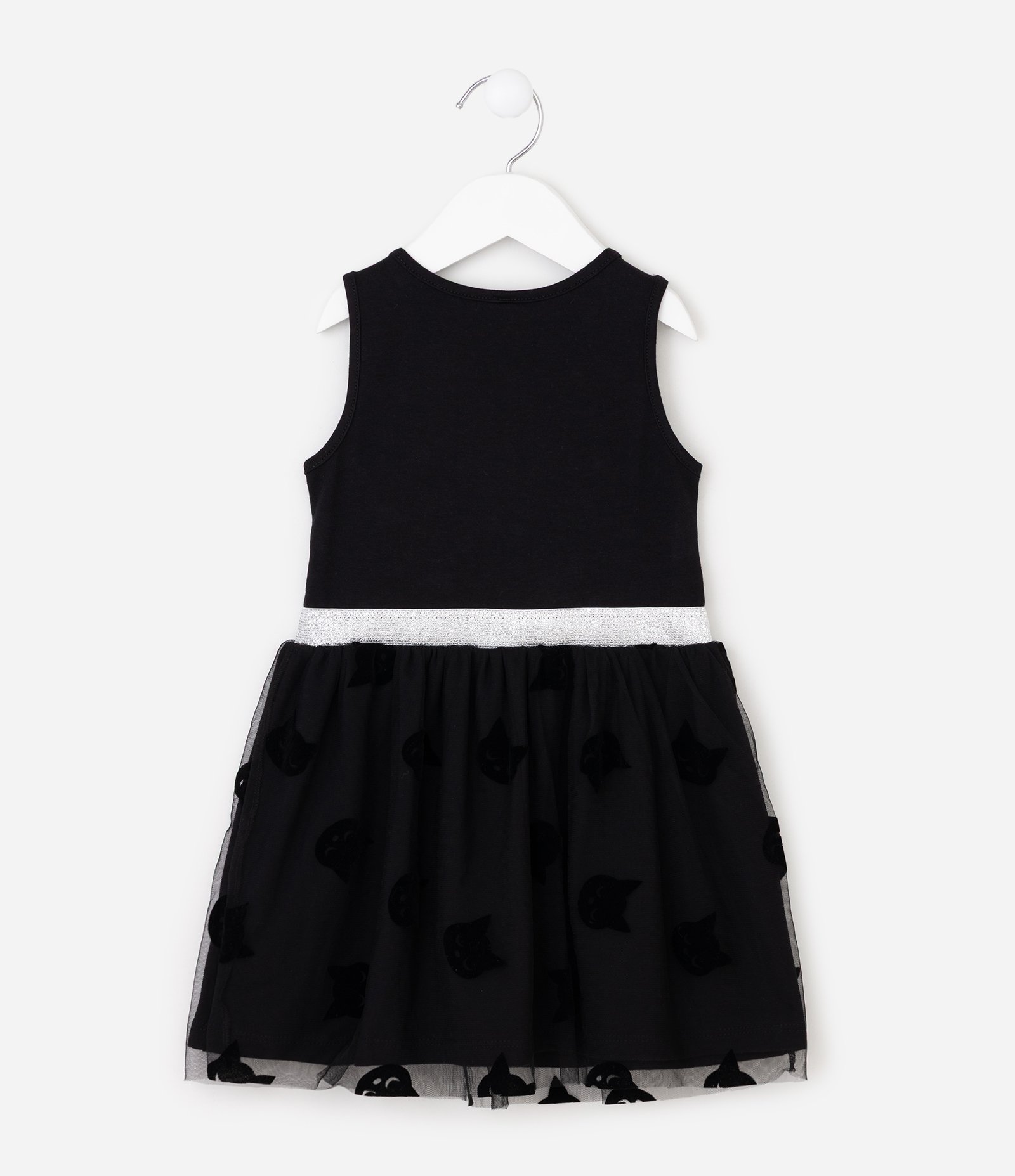 Vestido Infantil Em Algodão Estampa Gato com Paetês - Tam 1 a 6 Anos Preto 4