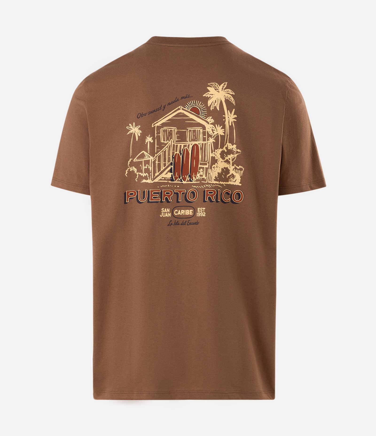 Camiseta Comfort em Algodão com Estampa Puerto Rico Marrom 6