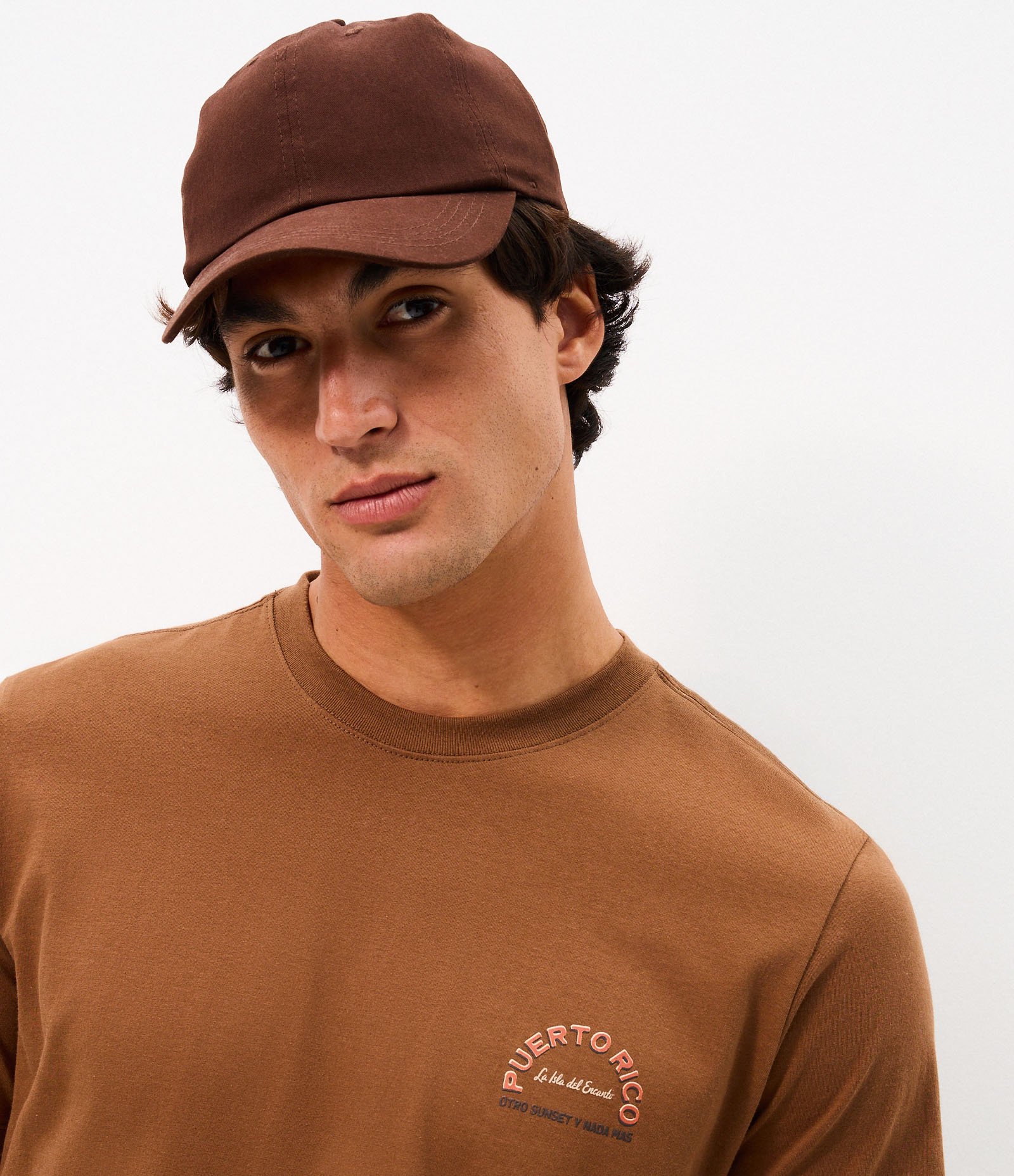 Camiseta Comfort em Algodão com Estampa Puerto Rico Marrom 3