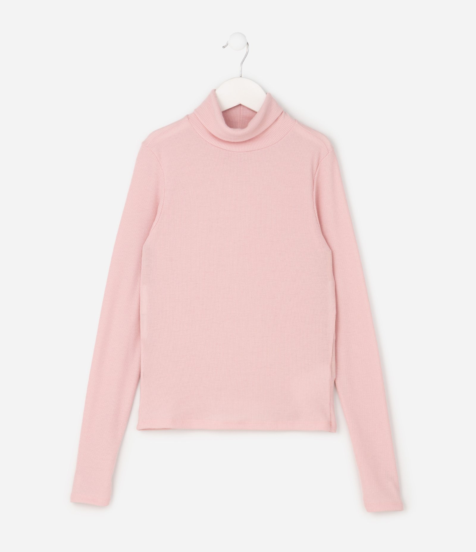 Blusa Infantil Canelada em Algodão com Gola Alta - Tam 5 a 16 anos Rosa 1