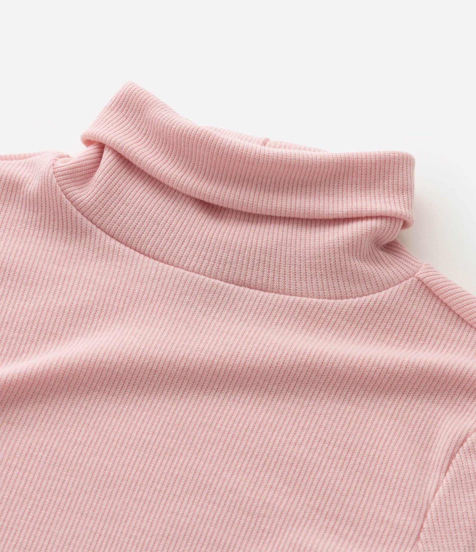 Blusa Infantil Canelada em Algodão com Gola Alta - Tam 5 a 16 anos Rosa 4