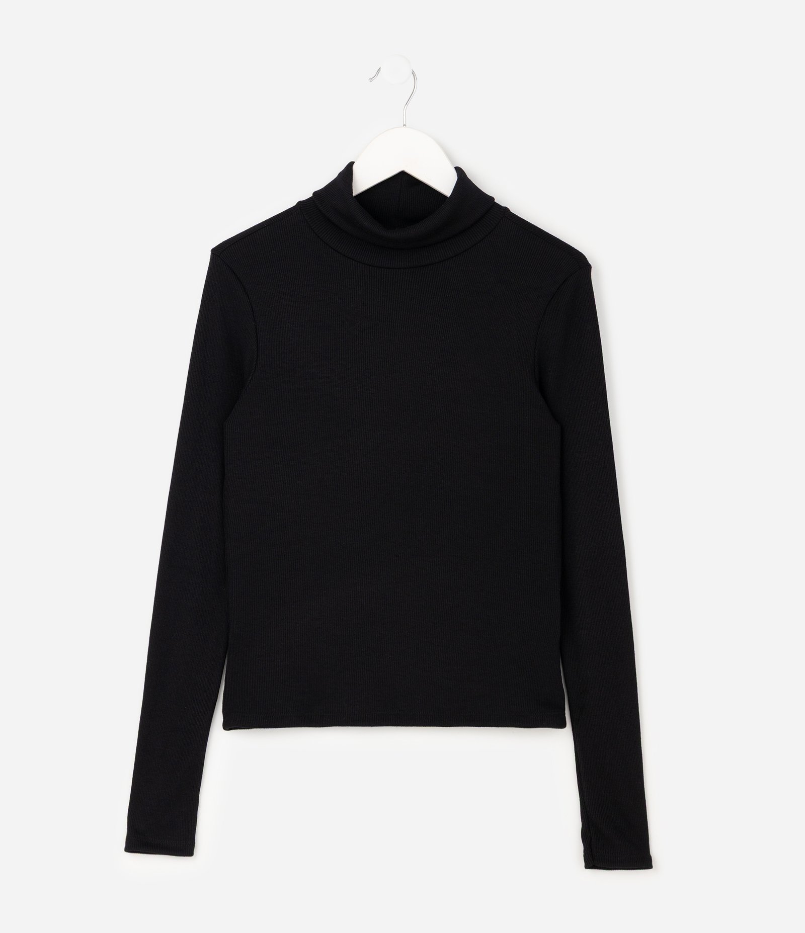 Blusa Infantil Canelada em Algodão com Gola Alta - Tam 5 a 16 anos Preto 2