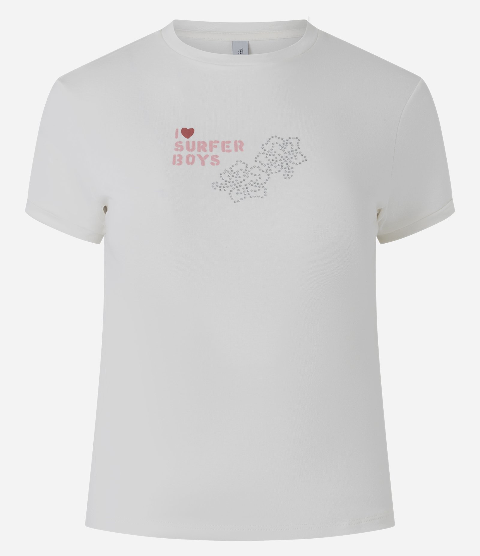 Camiseta Baby Tee em Algodão com Lettering I Love Surfer Boys Branco 5