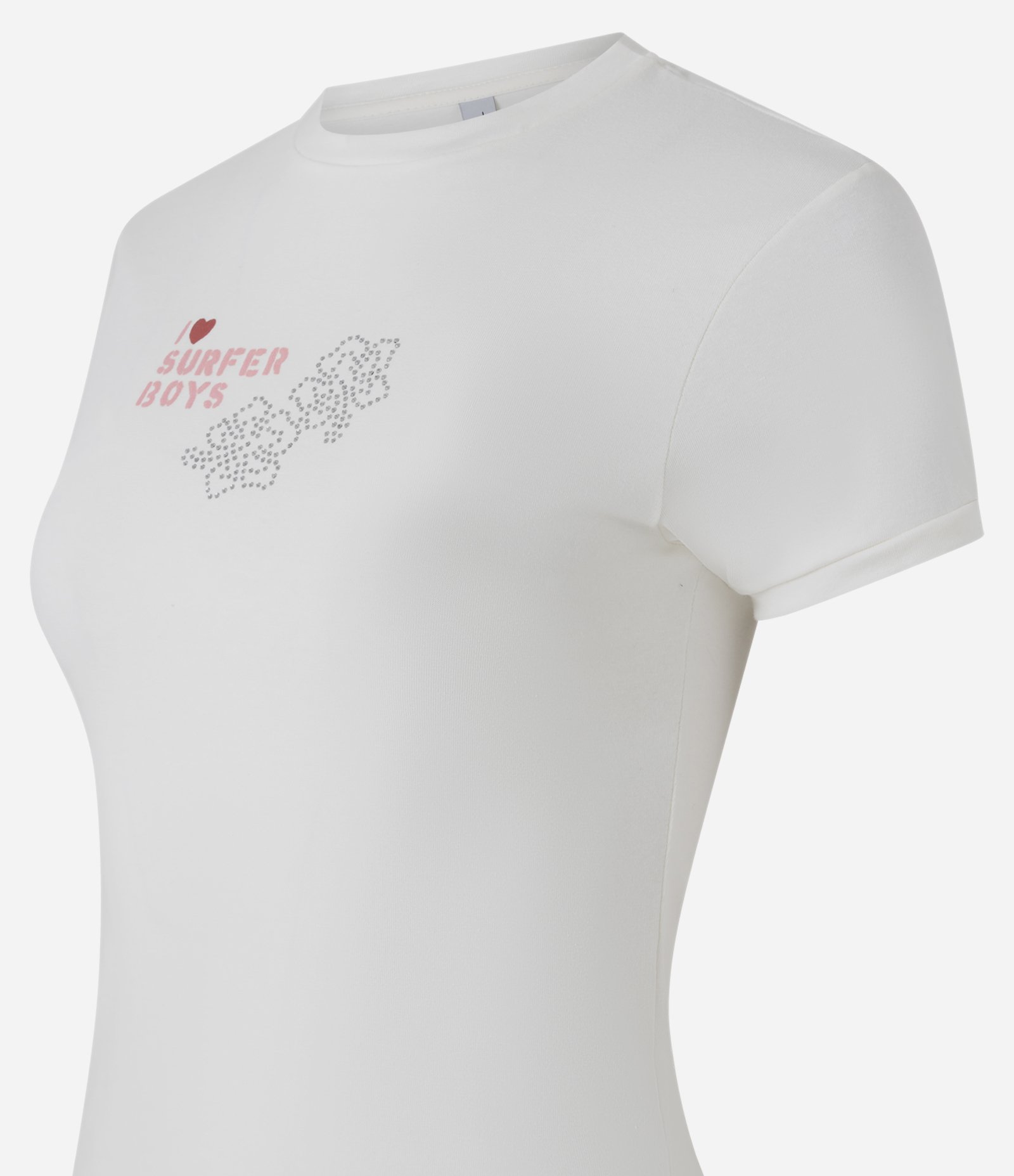 Camiseta Baby Tee em Algodão com Lettering I Love Surfer Boys Branco 6