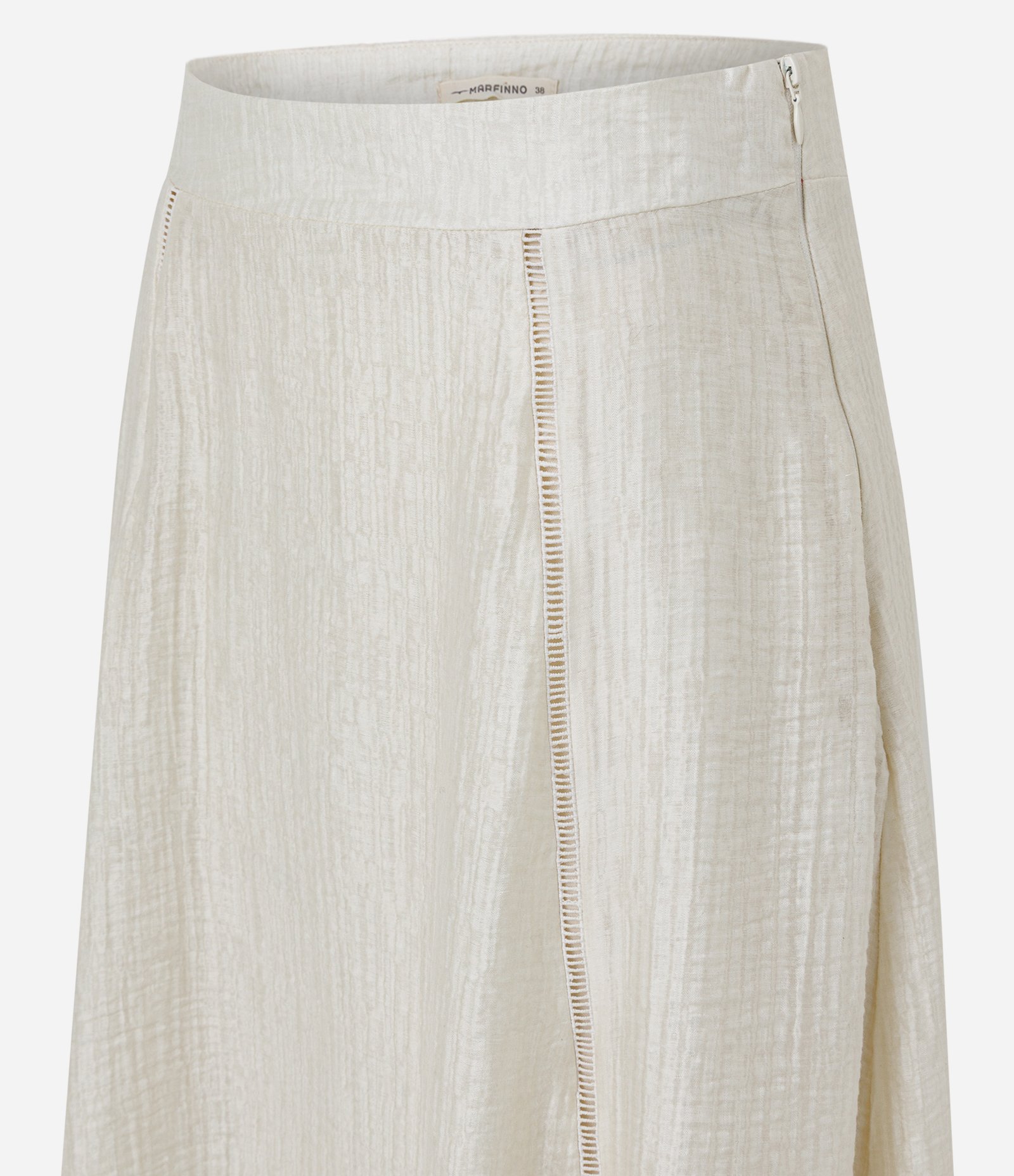 Saia Midi em Viscose com Entremeios Bege 2