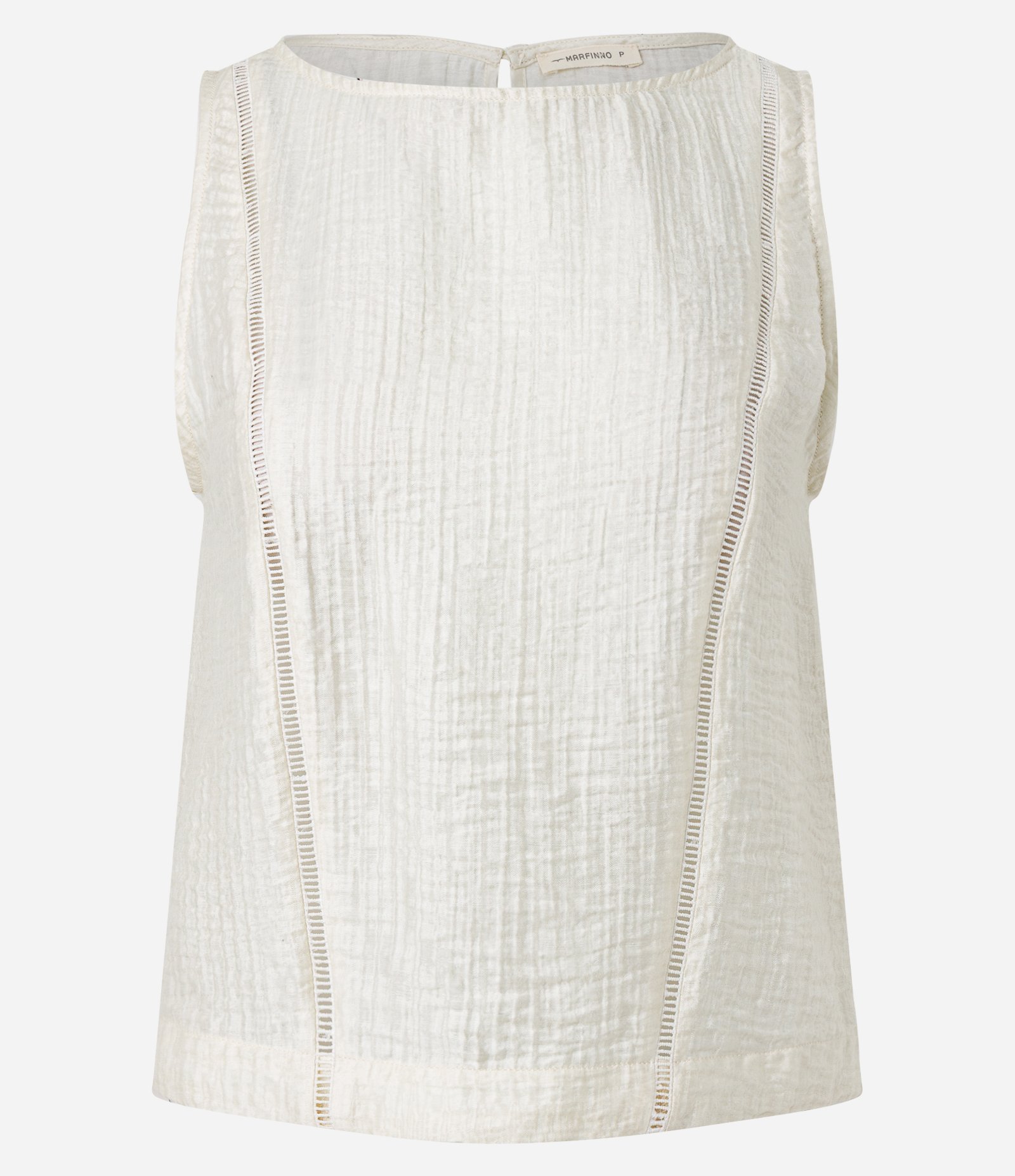 Blusa em Viscose com Entremeios e Recorte nas Costas Bege 5