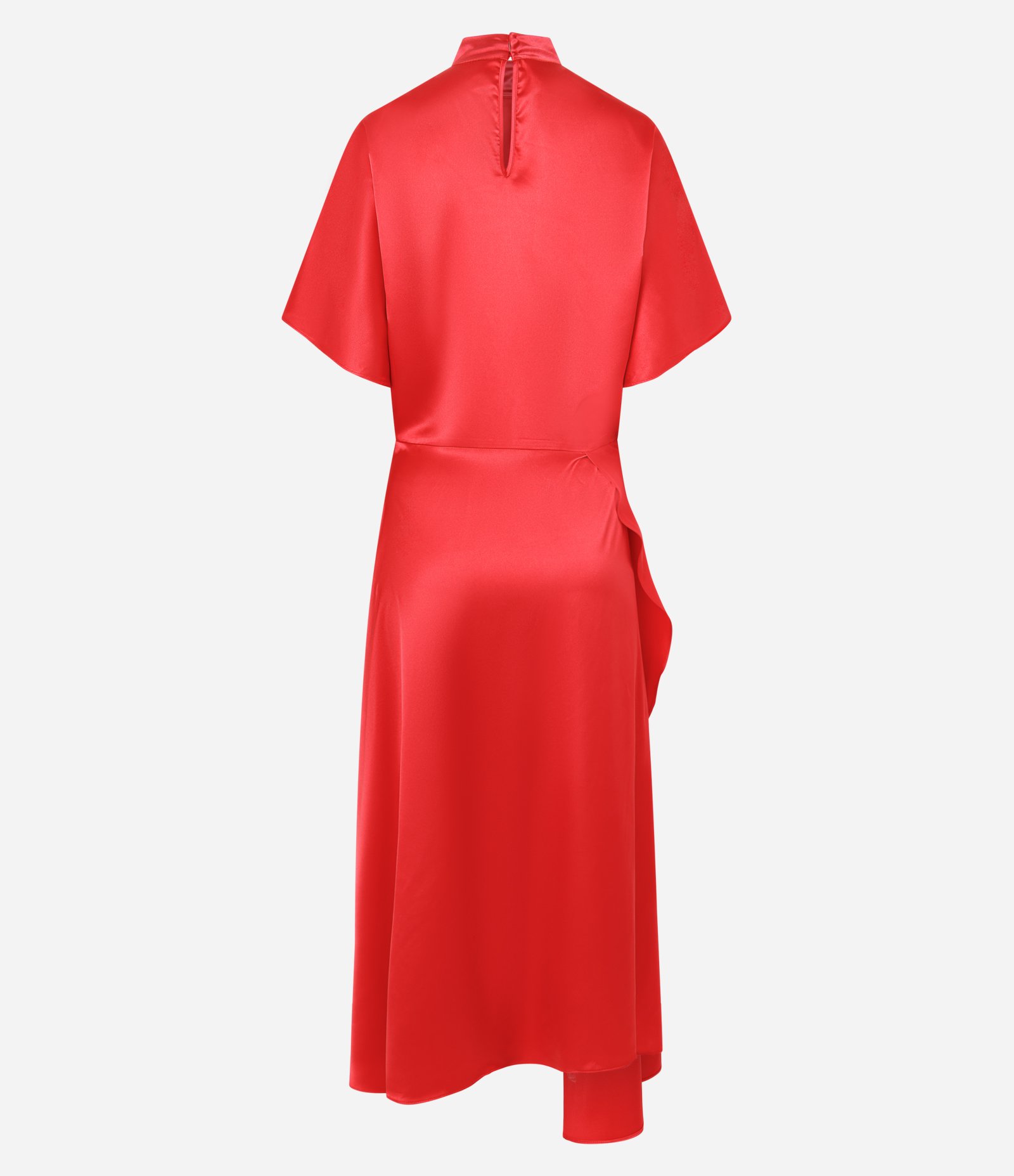 Vestido Acetinado Assimétrico com Manga Curta Vermelho 2