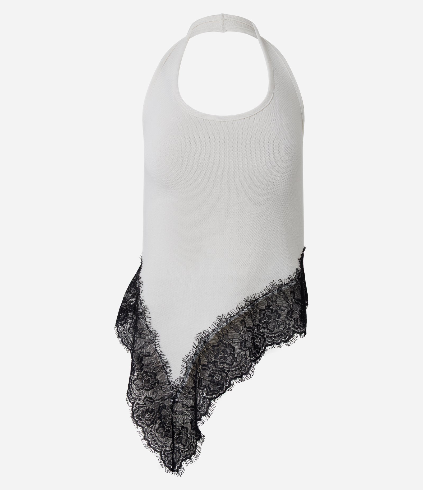Blusa Frente Única em Tricô com Renda Branco 5