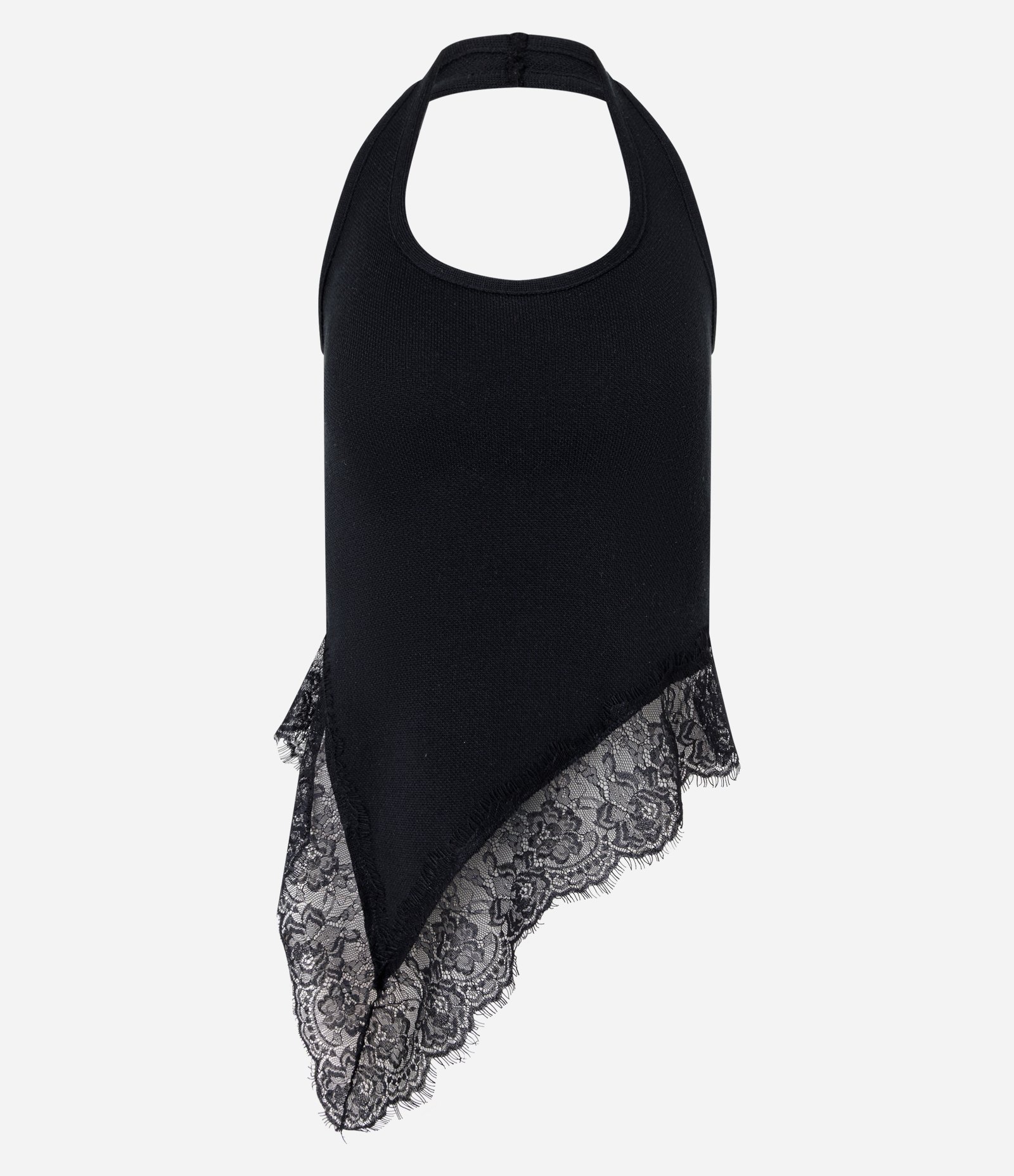 Blusa Frente Única em Tricô com Renda Preto 5