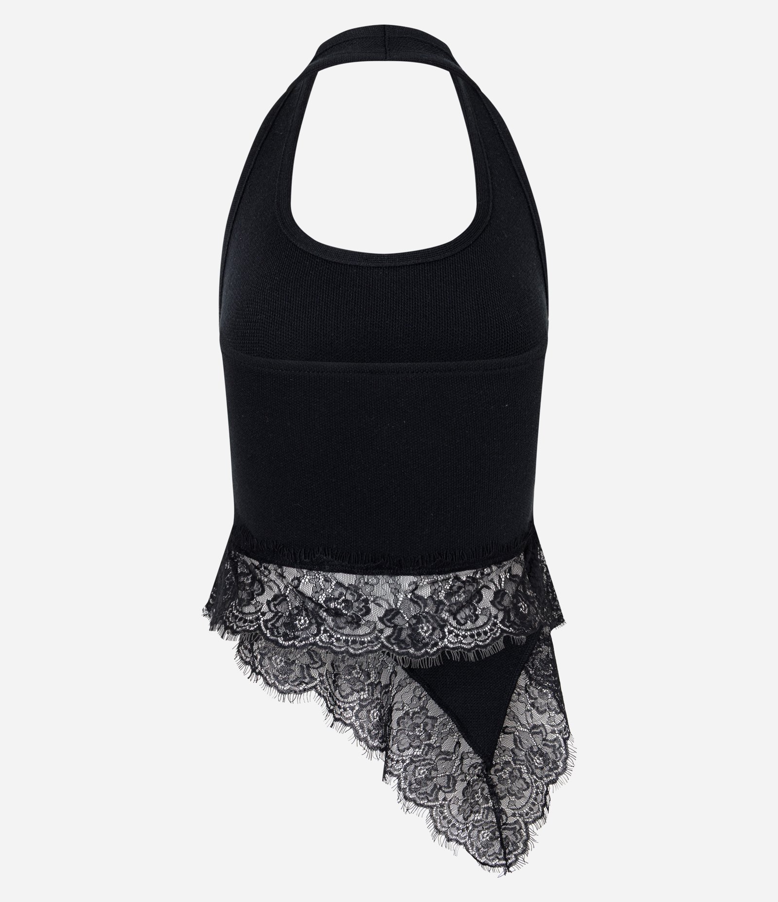Blusa Frente Única em Tricô com Renda Preto 6