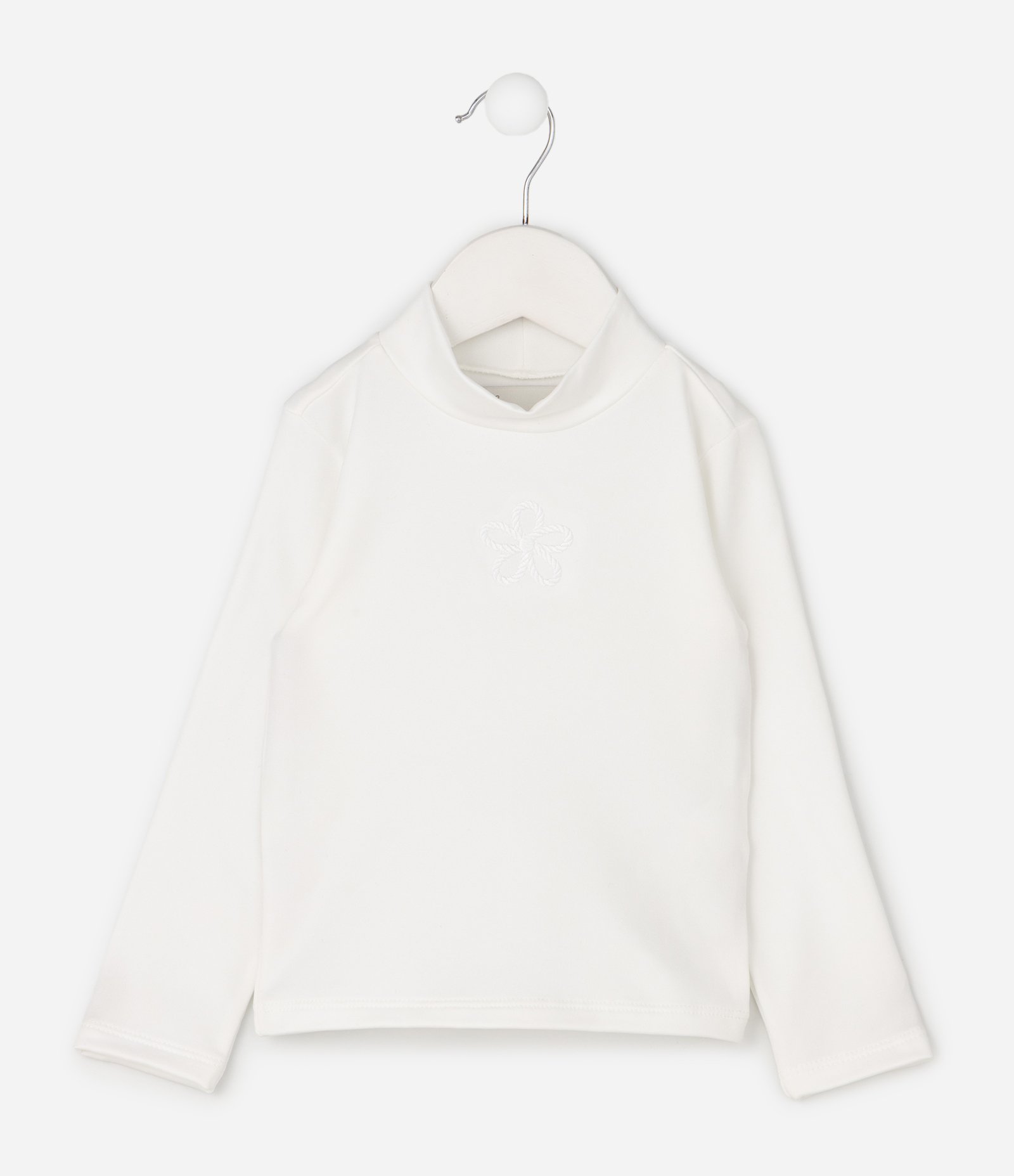 Blusa Térmica Infantil com Detalhe de Flor em Relevo - Tam 1 A 6 Anos Branco 1