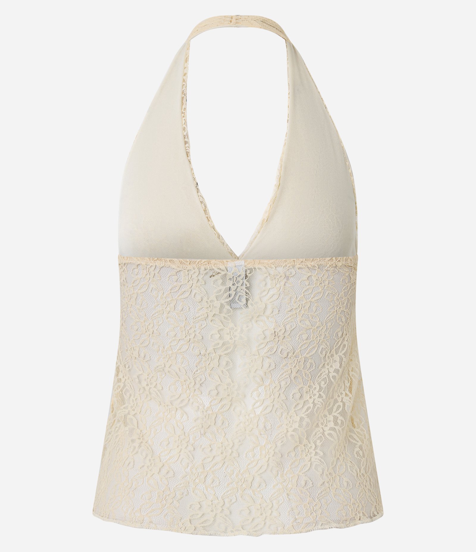 Blusa Frente Única em Renda com Transparência e Botões Frontais Bege 5