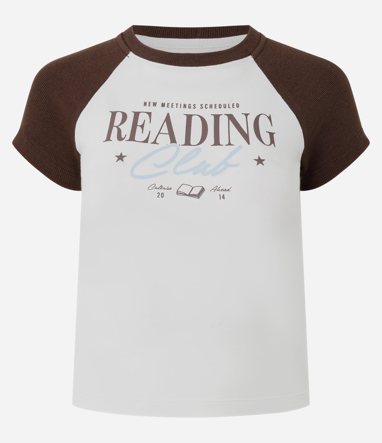 Camiseta em Algodão com Lettering Reading e Mangas Contrastantes Branco 5