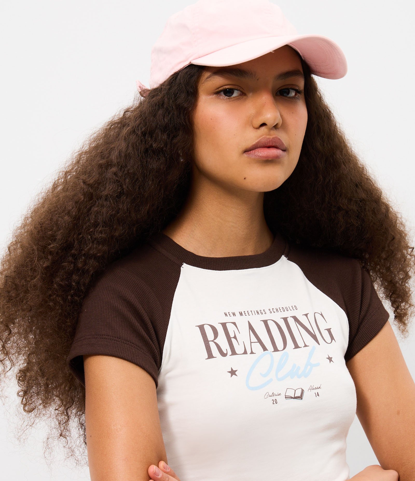 Camiseta em Algodão com Lettering Reading e Mangas Contrastantes Branco 1