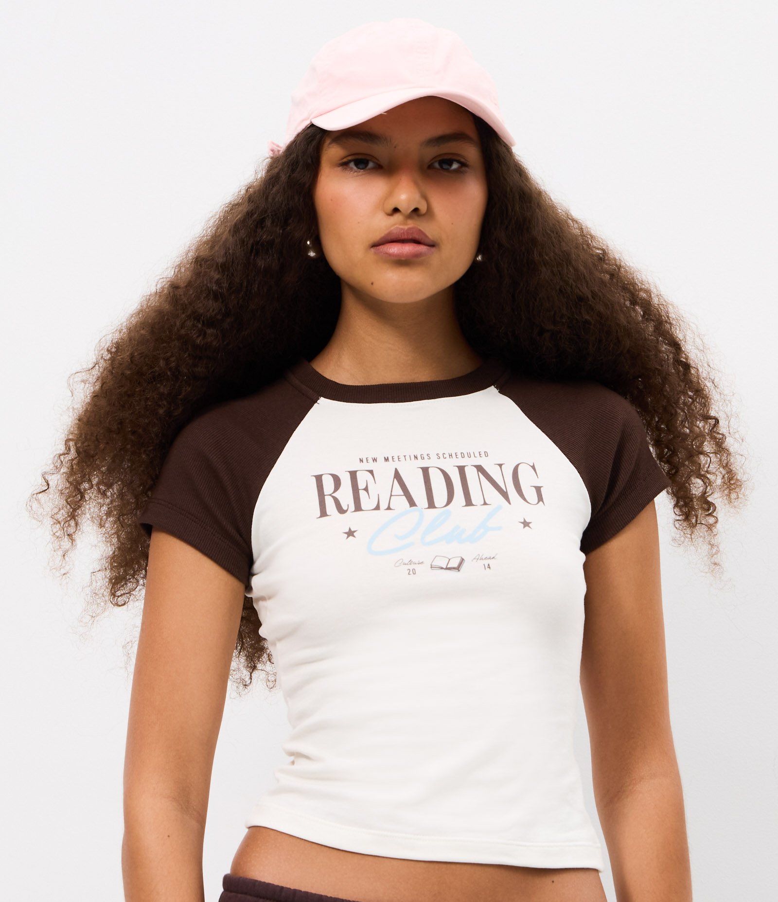 Camiseta em Algodão com Lettering Reading e Mangas Contrastantes Branco 3