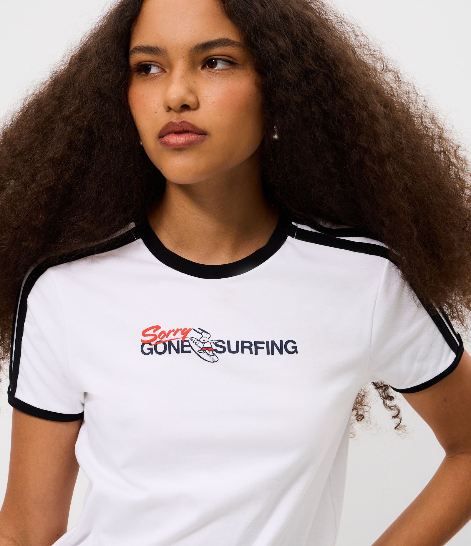 Camiseta em Algodão com Estampa Peanuts Snoopy e Detalhes Contrastantes Branco 3