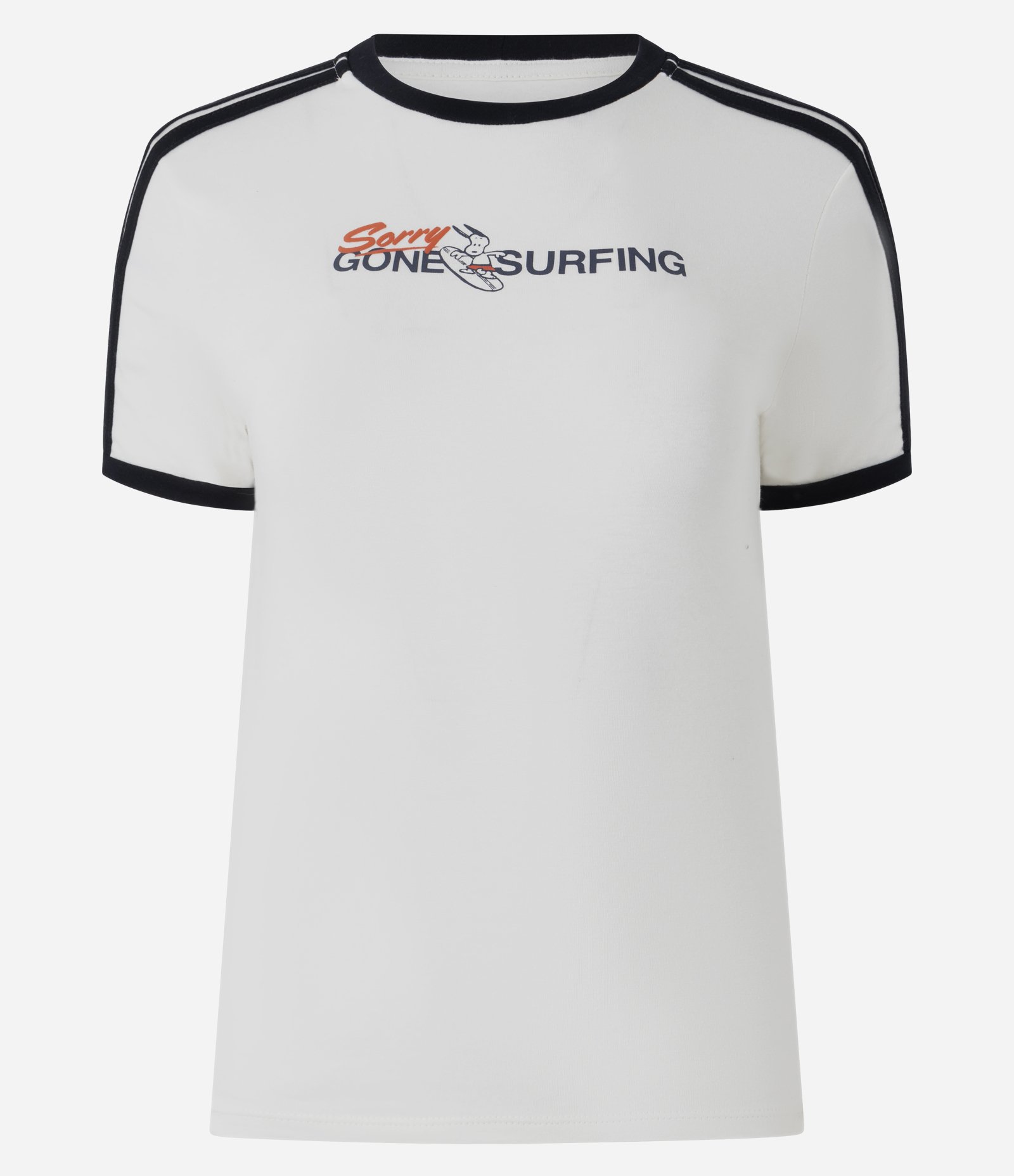 Camiseta em Algodão com Estampa Peanuts Snoopy e Detalhes Contrastantes Branco 5