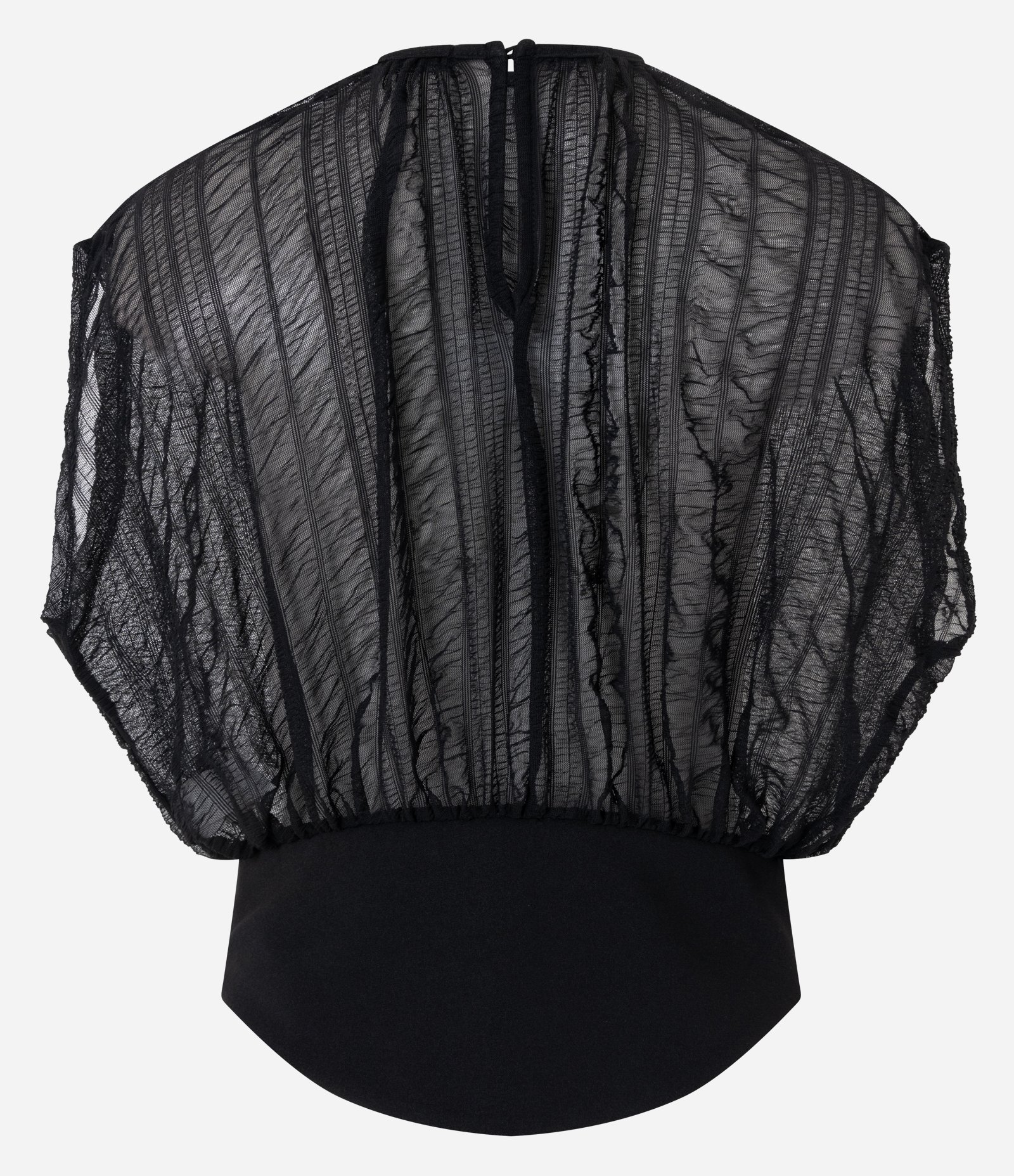 Blusa em Tule Texturizado com Pala na Cintura Preto 3