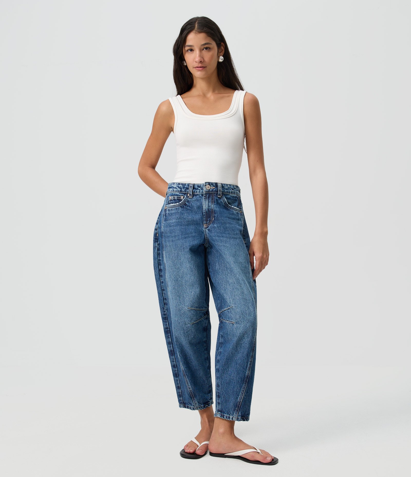 Calça Jeans Ballon com Lavagem Clara Azul Escuro 1