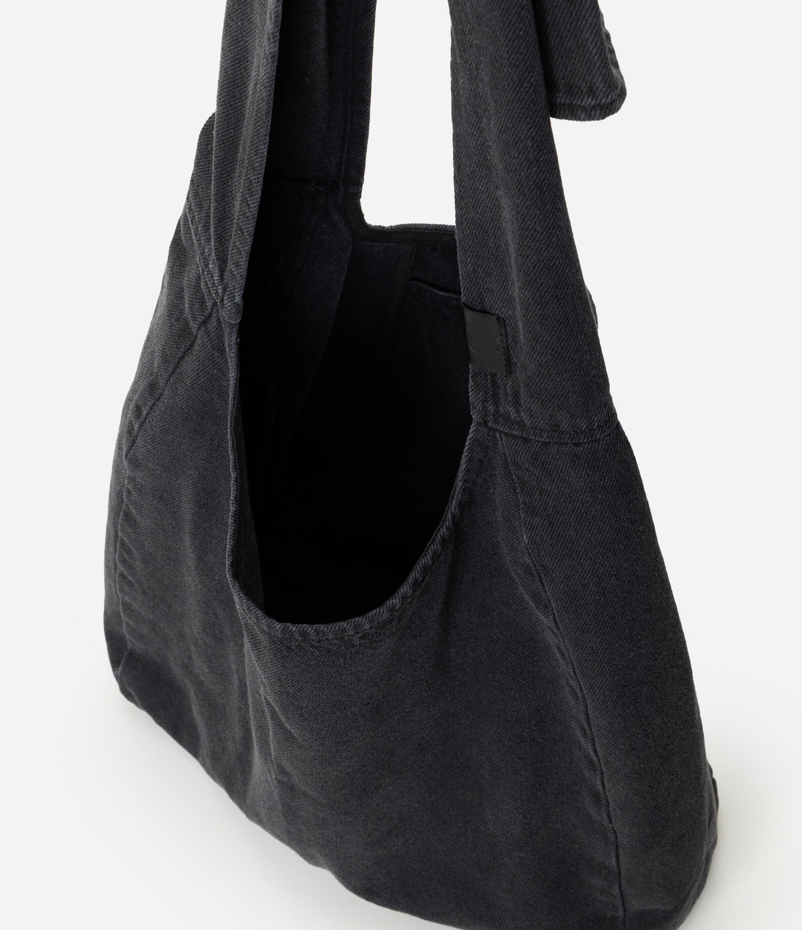 Bolsa Jeans de Ombro com Estrutura Ampla Preto 9