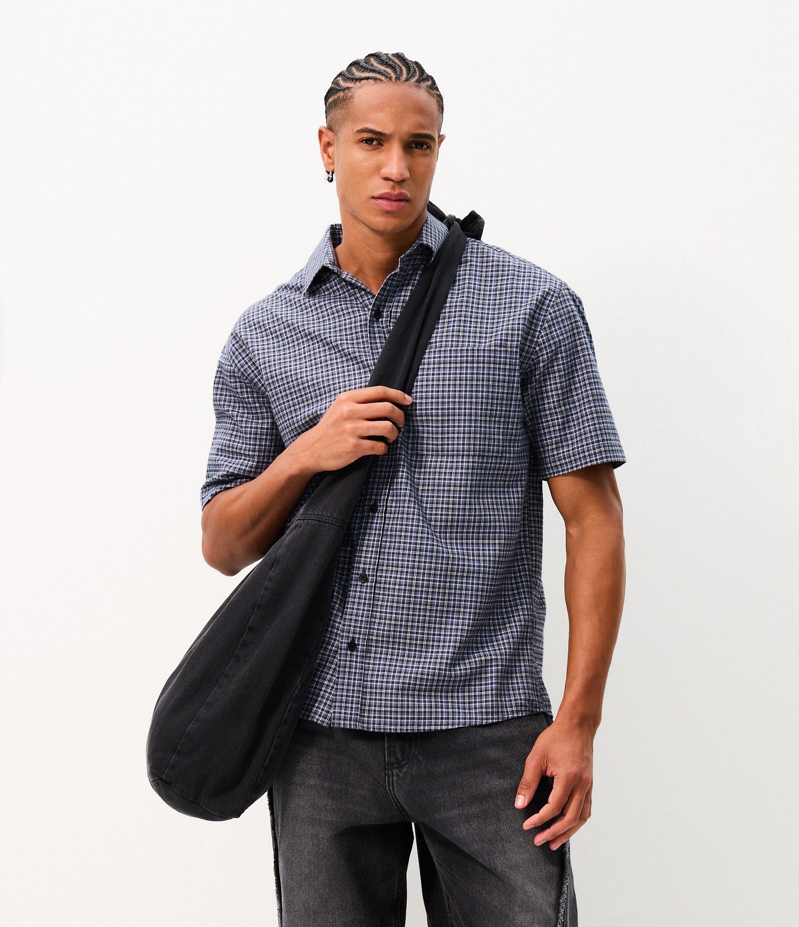 Bolsa Jeans de Ombro com Estrutura Ampla Preto 4