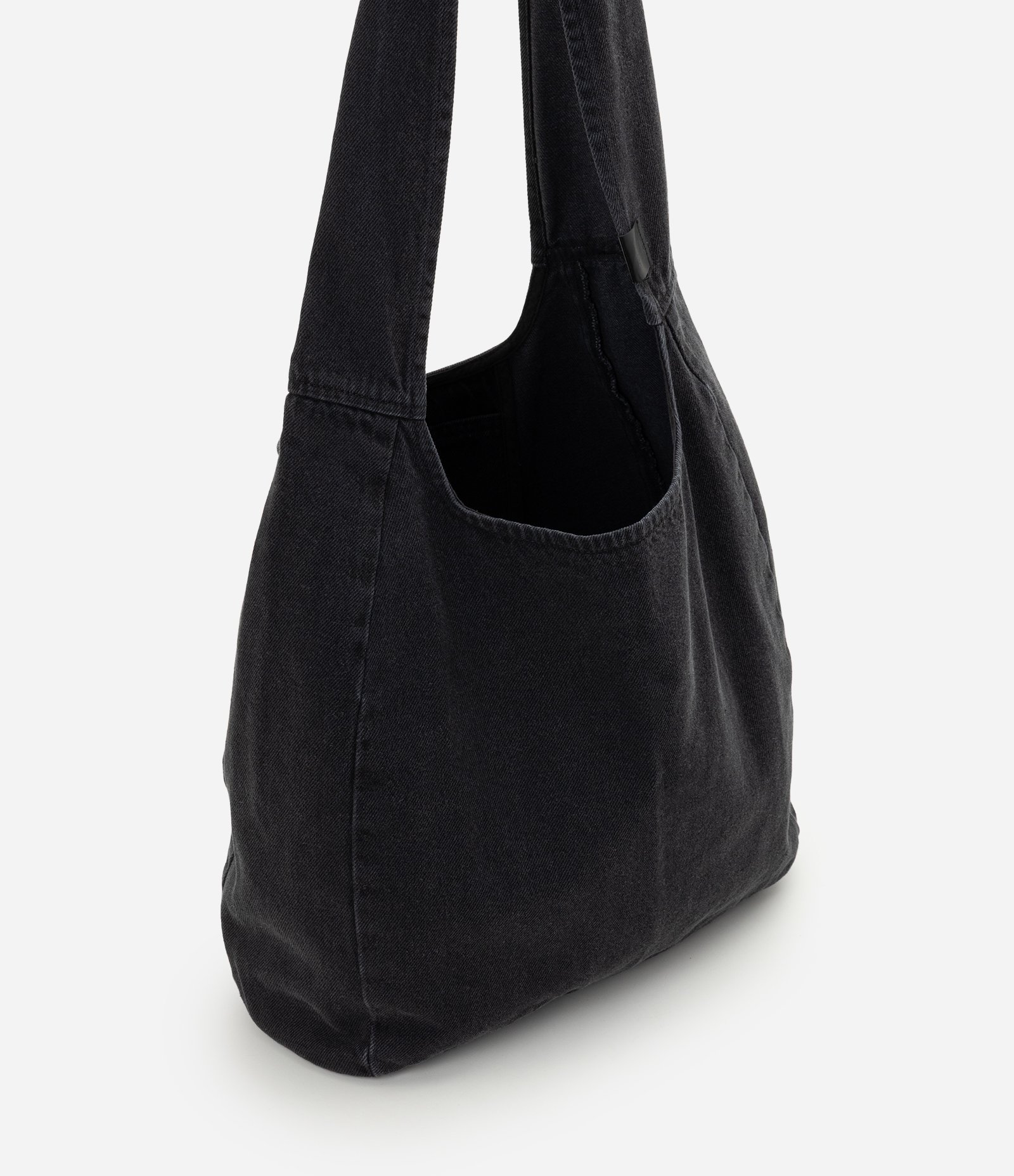 Bolsa Jeans de Ombro com Estrutura Ampla Preto 5