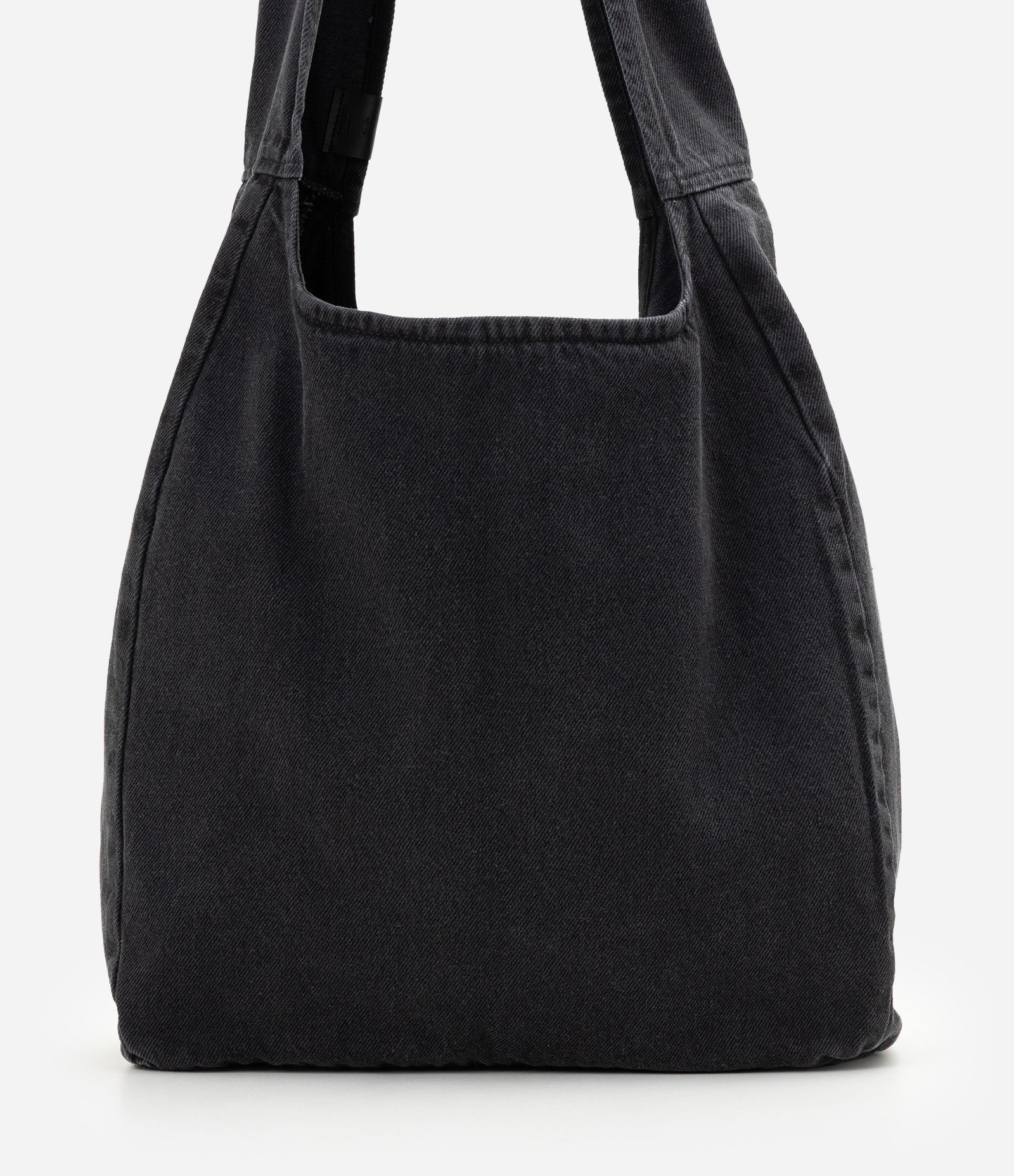 Bolsa Jeans de Ombro com Estrutura Ampla Preto 7