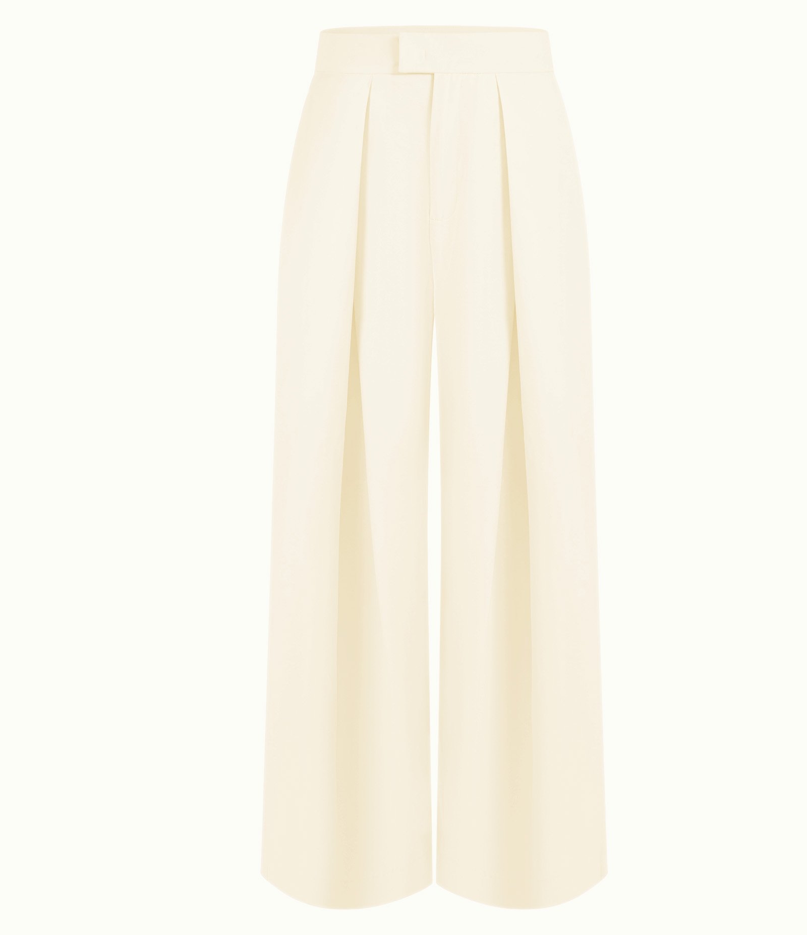 Calça Wide Leg em Sarja com Pregas Frontais Branco 7