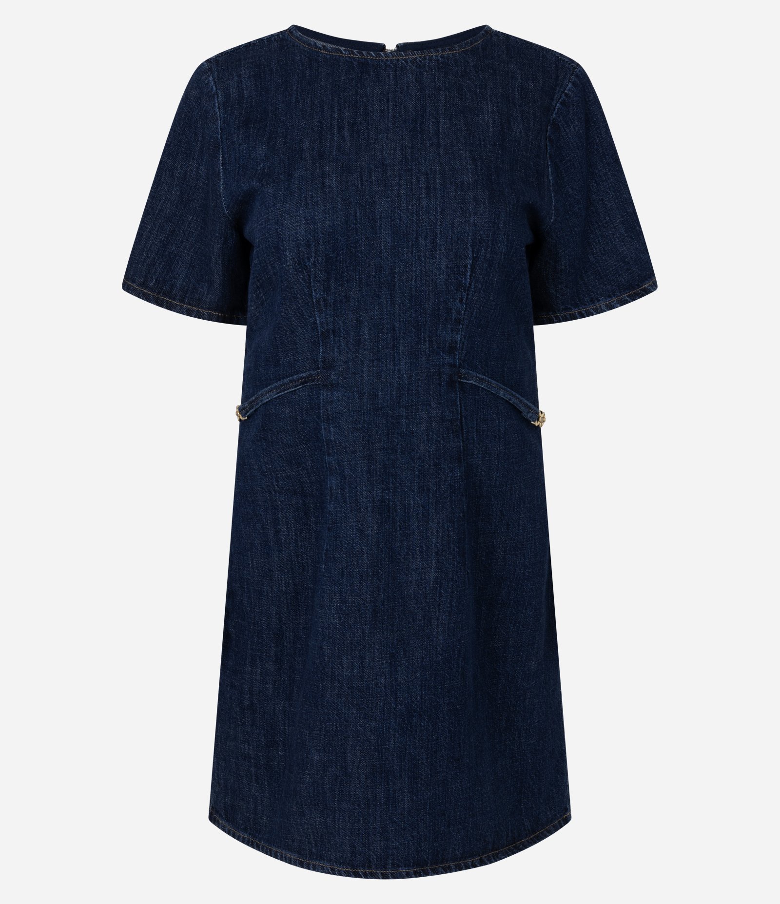 Vestido Curto em Jeans com Detalhe de Corrente Lateral Azul 5