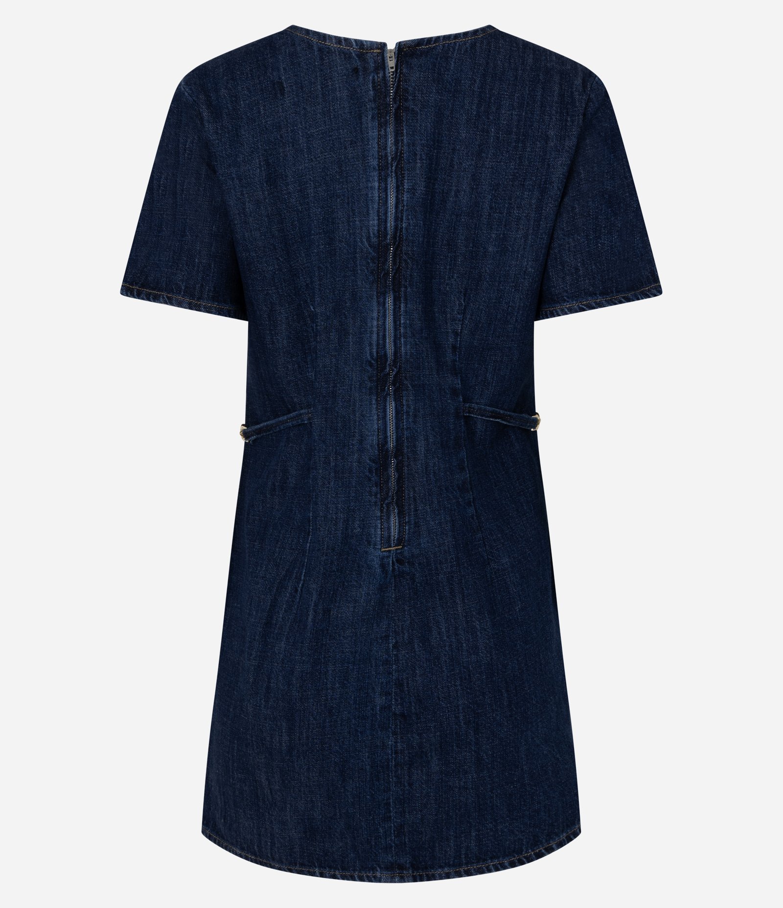 Vestido Curto em Jeans com Detalhe de Corrente Lateral Azul 6