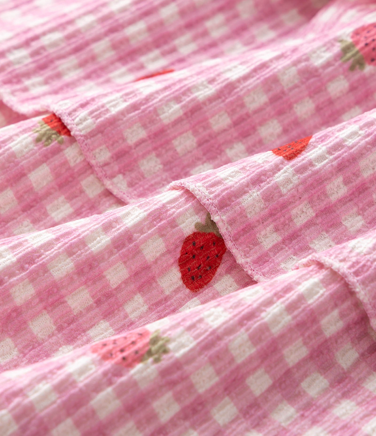 Vestido Infantil Em algodão com Estampa Morangos e Babados Tam - 1 a 6 Anos Rosa 3