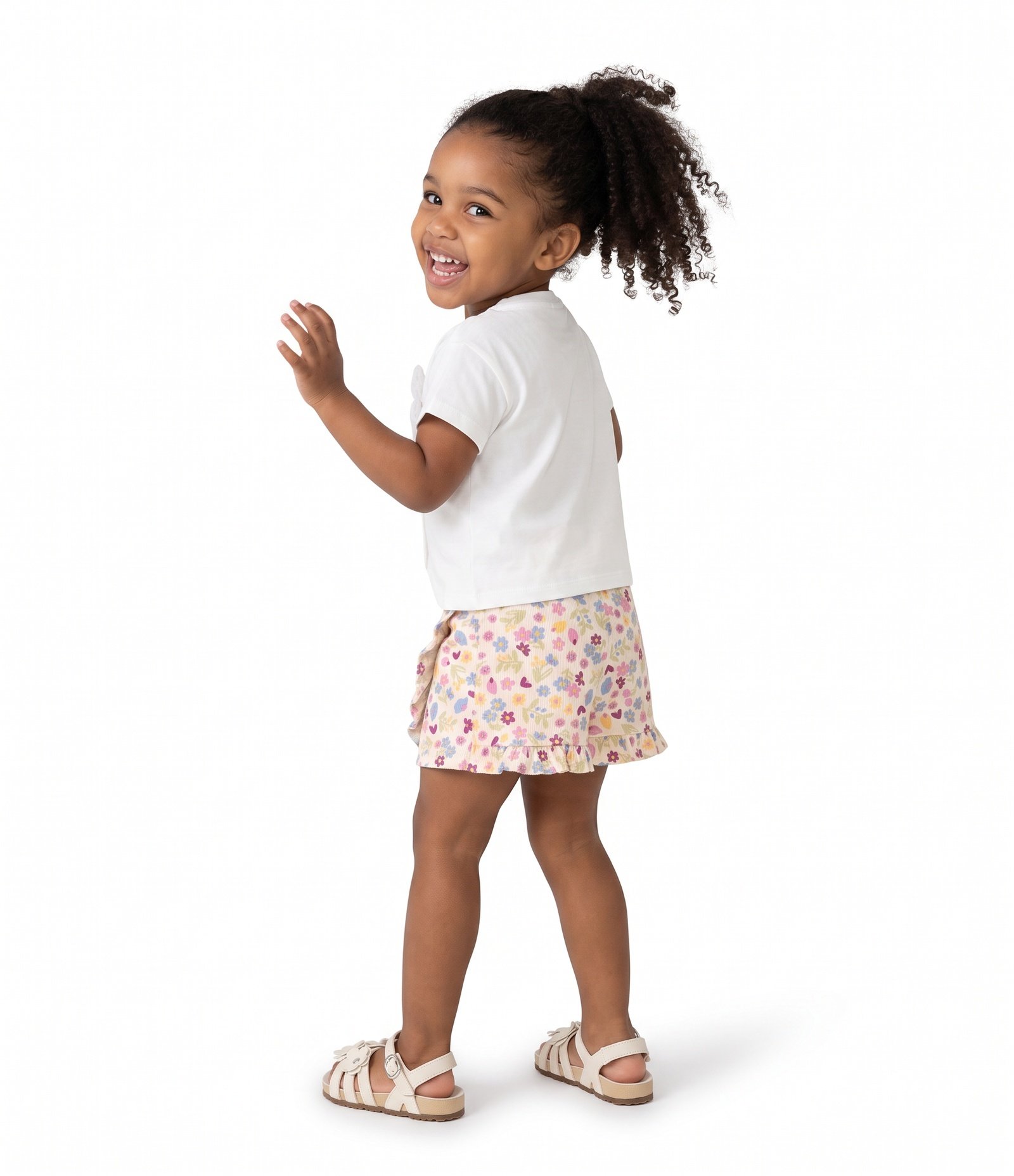 Camiseta Infantil Em Algodão com Flor Aplicada - Tam 1 a 6 Anos Branco 3