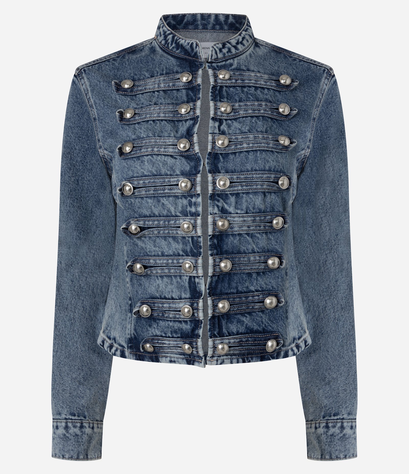 Jaqueta Napoleônica em Jeans com Botões Metálicos Azul 6