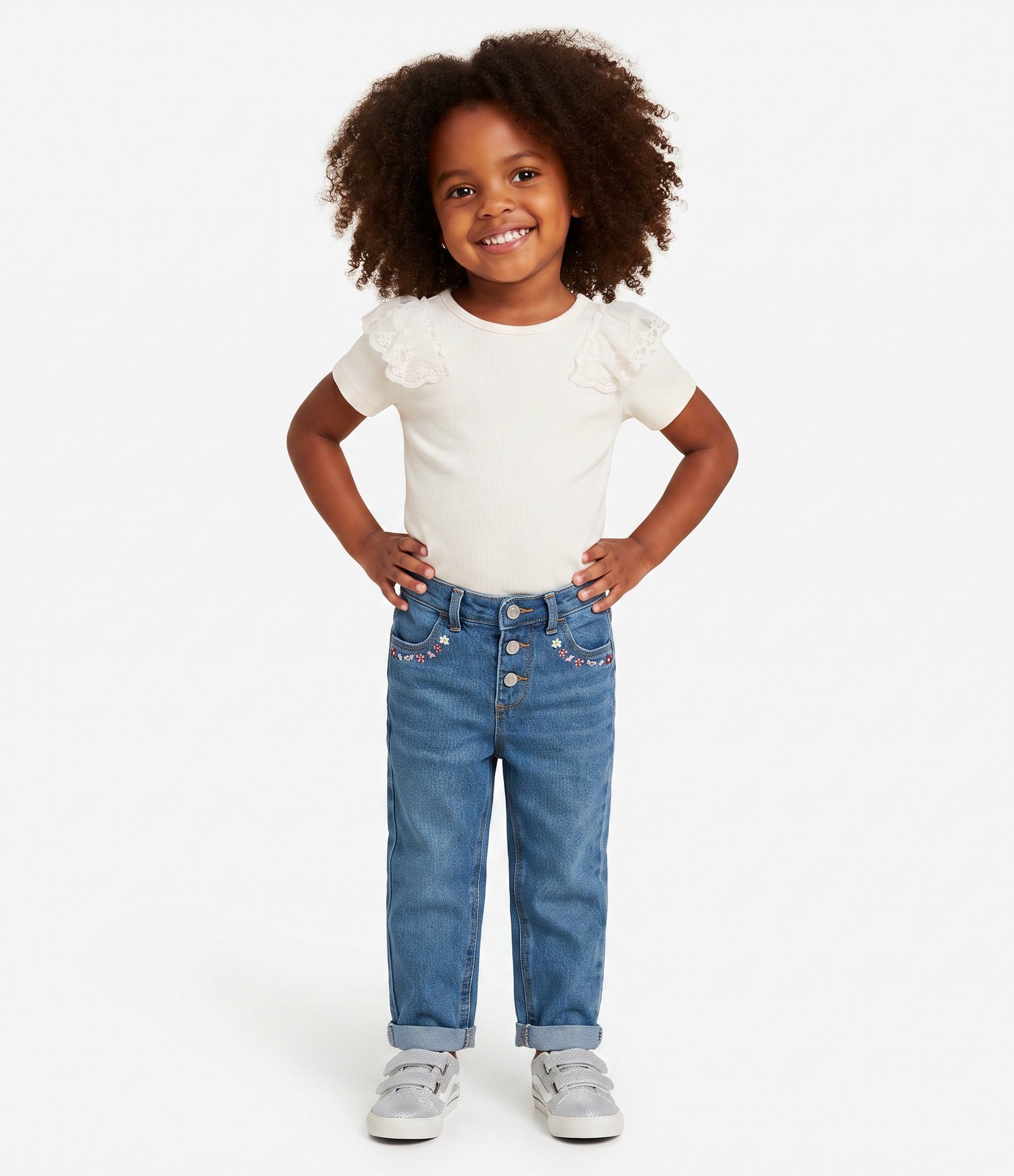 Camiseta Infantil em Ribana com Tule e Paetê - Tam 1 a 6 Anos Bege 1