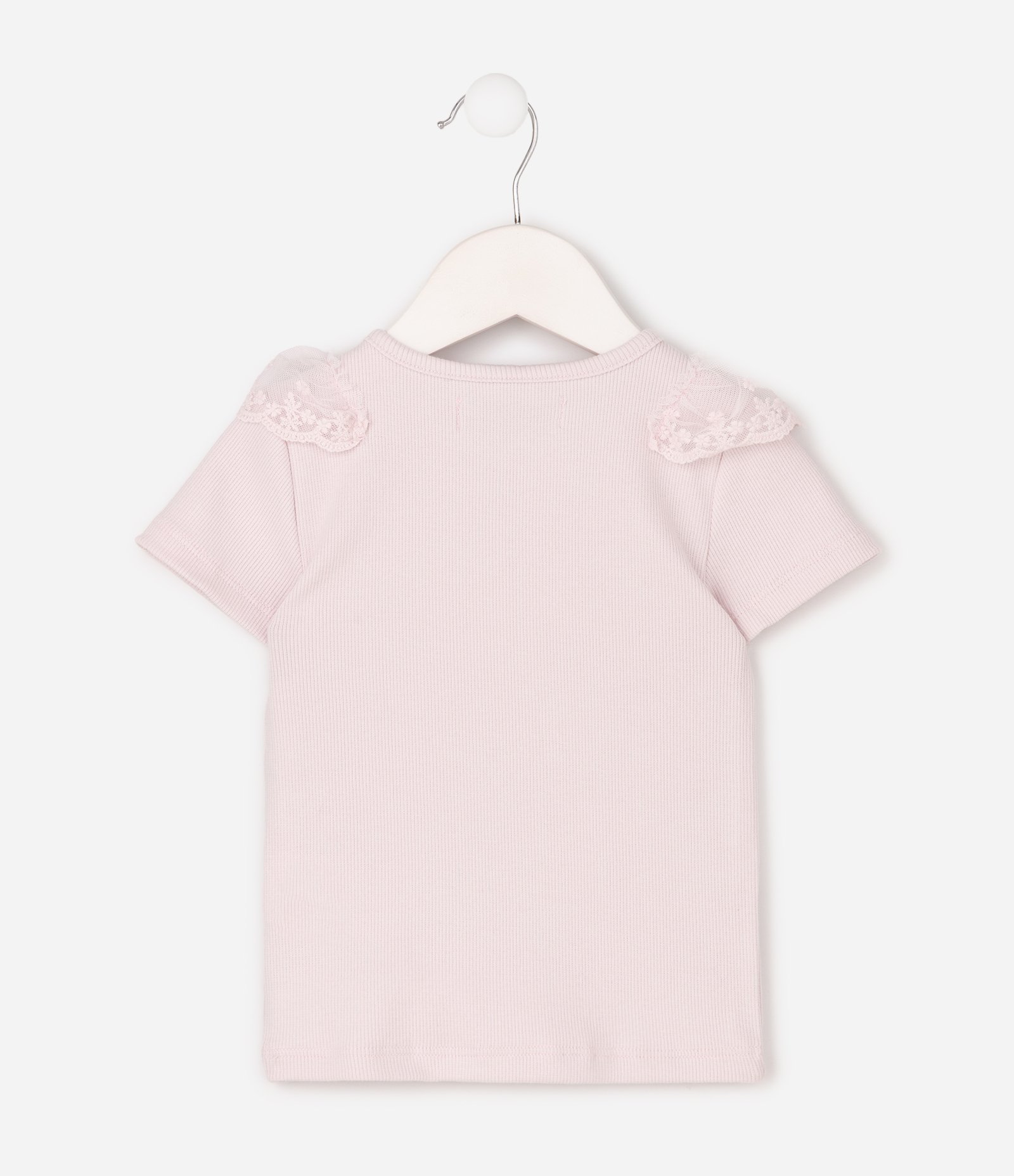 Camiseta Infantil em Ribana com Tule e Paetê - Tam 1 a 6 Anos Rosa 3