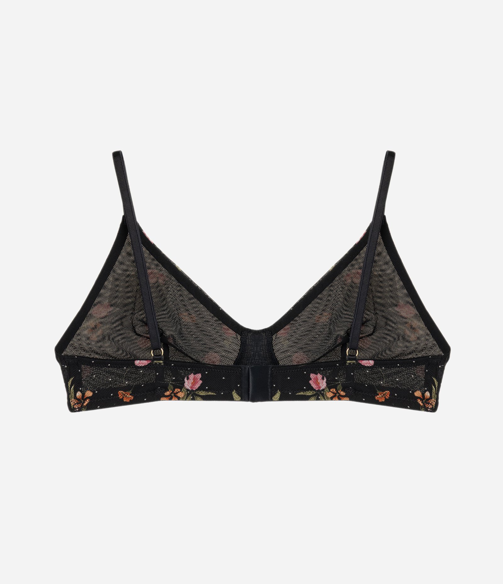 Sutiã Top em Tule com Estampa Floral Preto 6