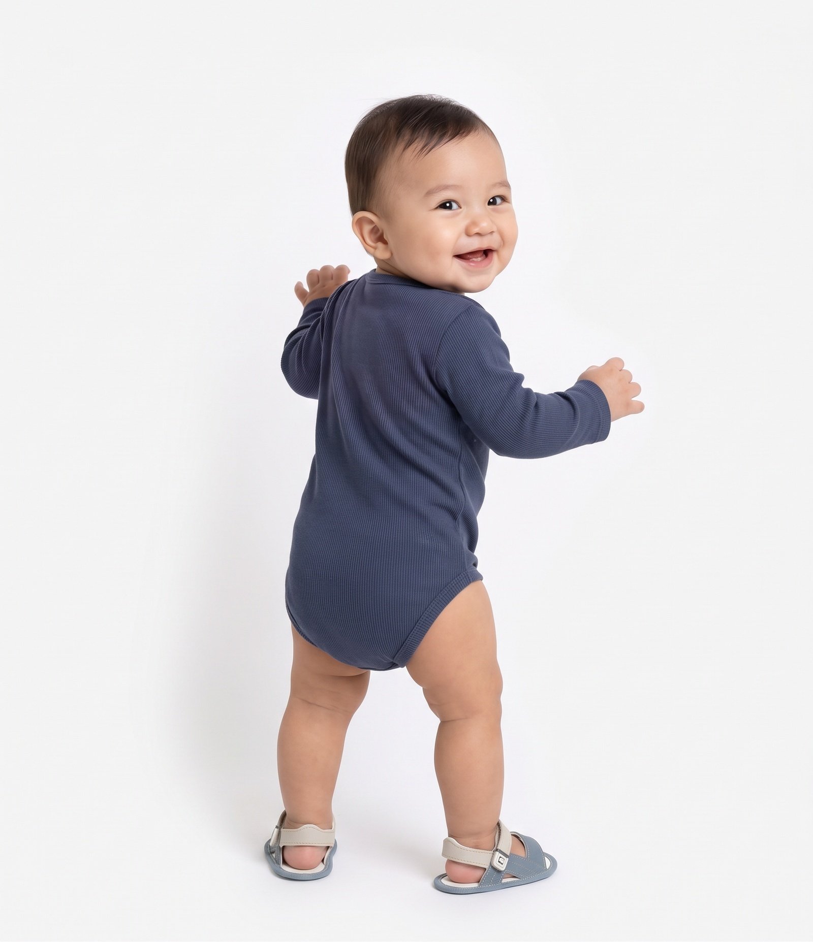 Body Infantil Em Algodão Canelado Bordado Animais - Tam 0 a 18 Meses Azul 7