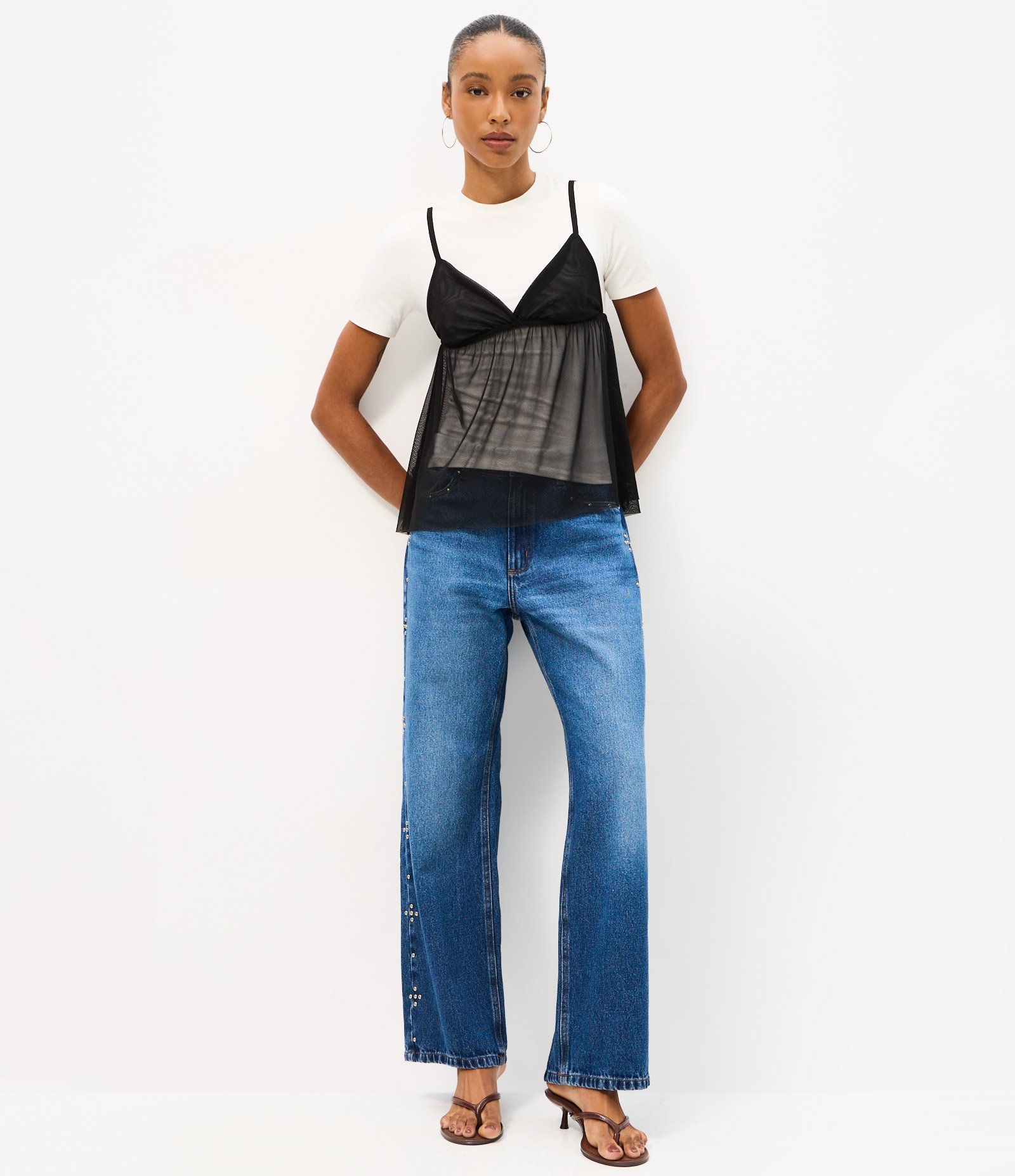 Camiseta Baby Tee com Sobreposição de Regata Transparente Branco 2