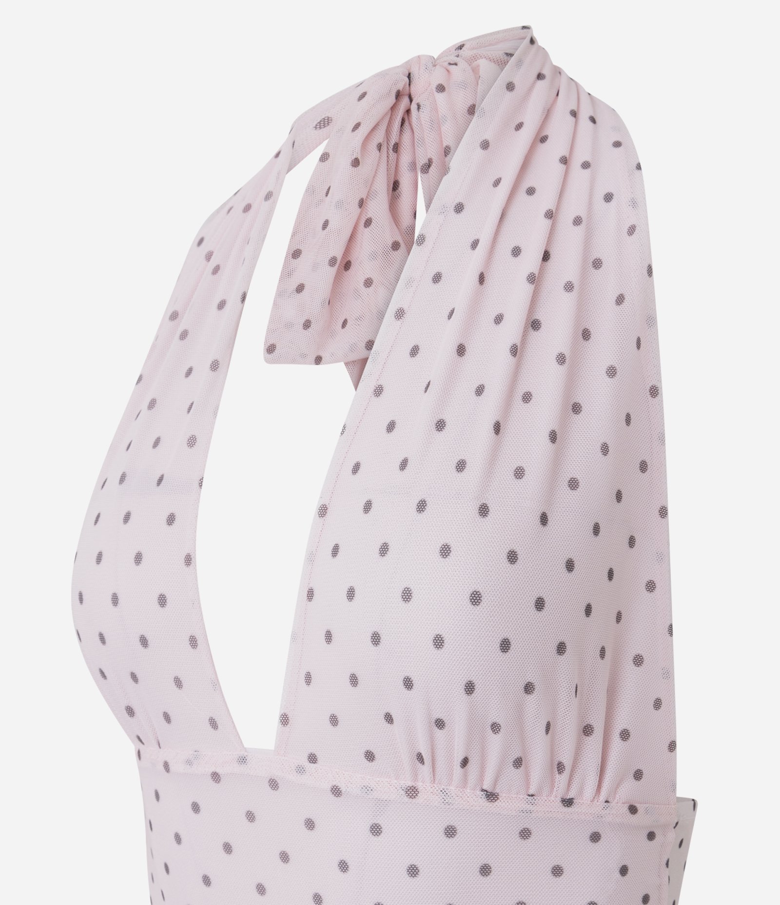 Blusa Frente Única em Tule Poá com Laço no Pescoço Rosa 2