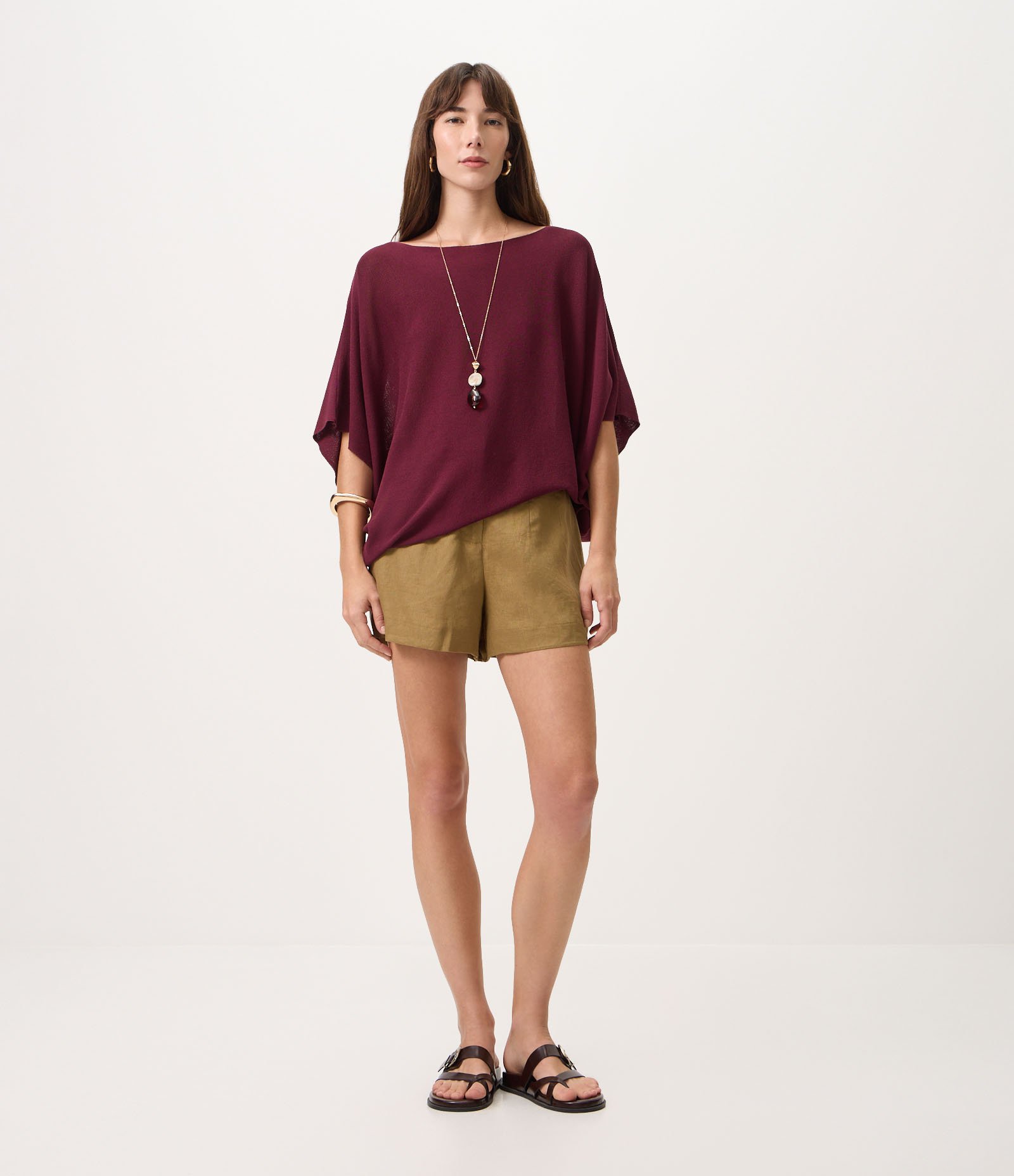 Blusa em Tricô com Mangas Amplas Marrom 2