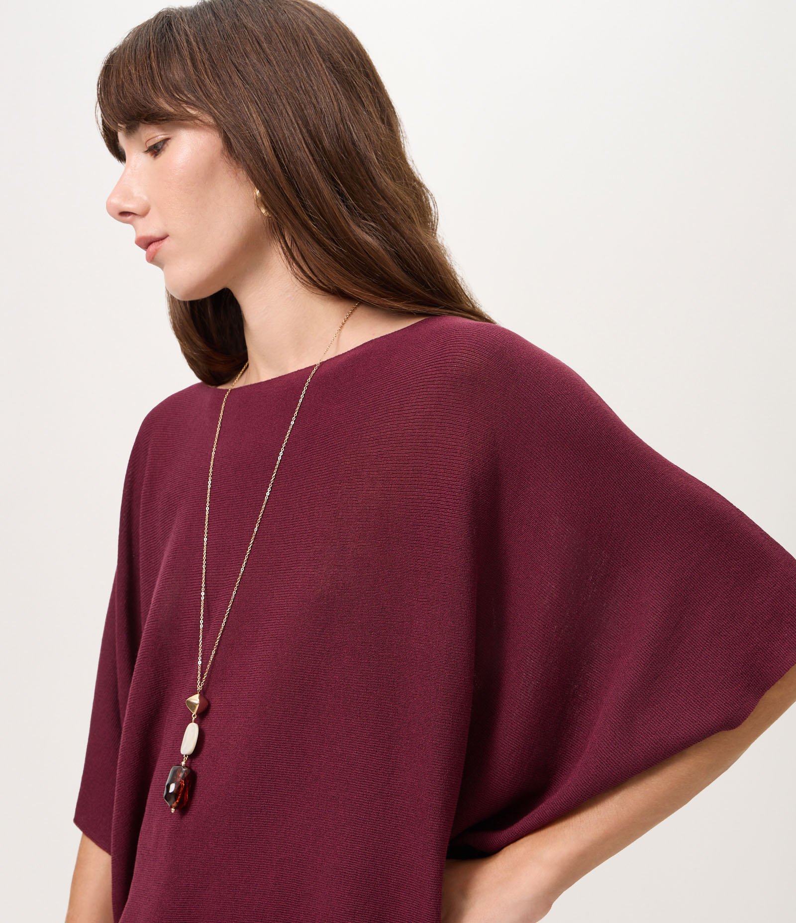 Blusa em Tricô com Mangas Amplas Marrom 3
