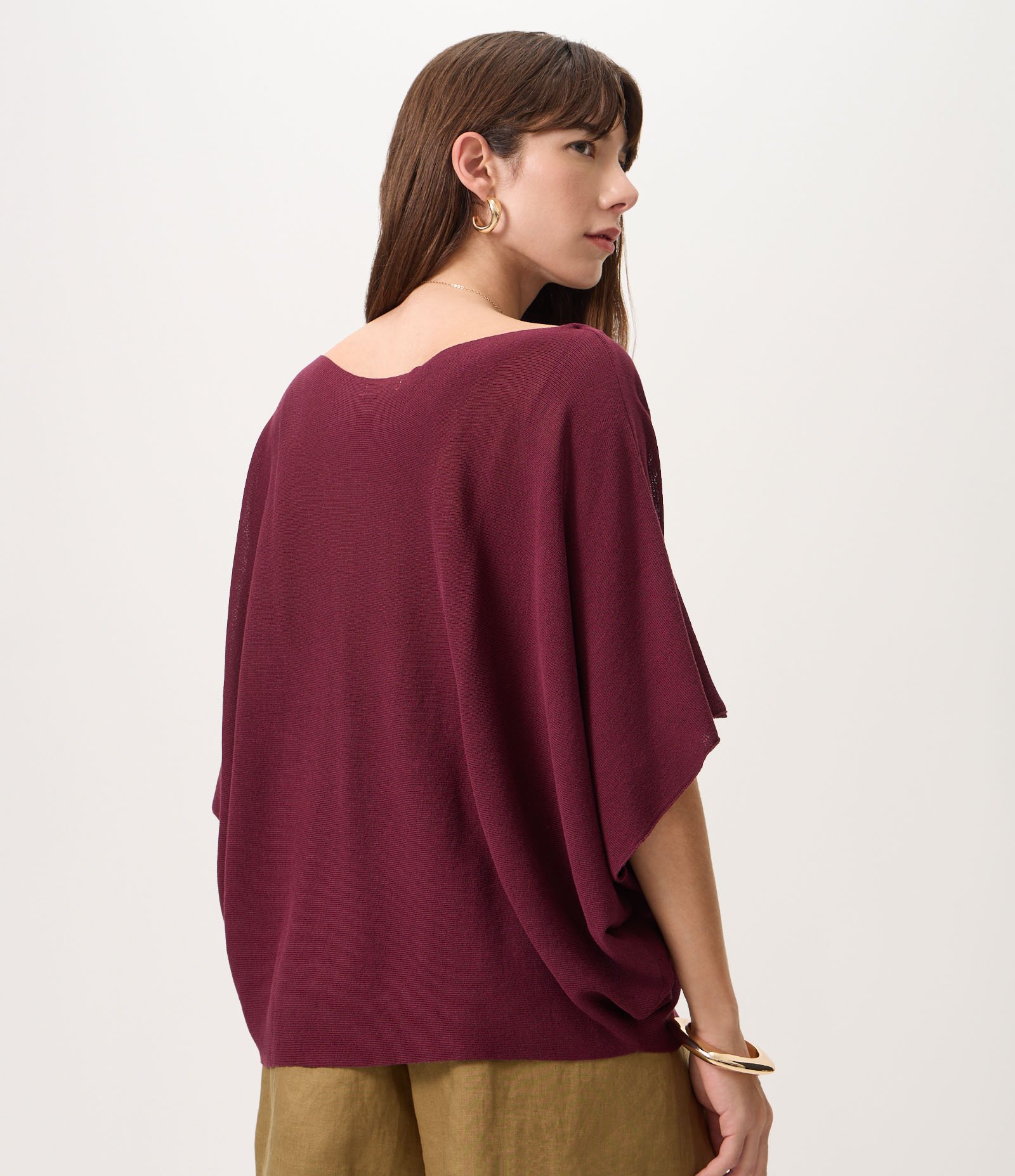 Blusa em Tricô com Mangas Amplas Marrom 4