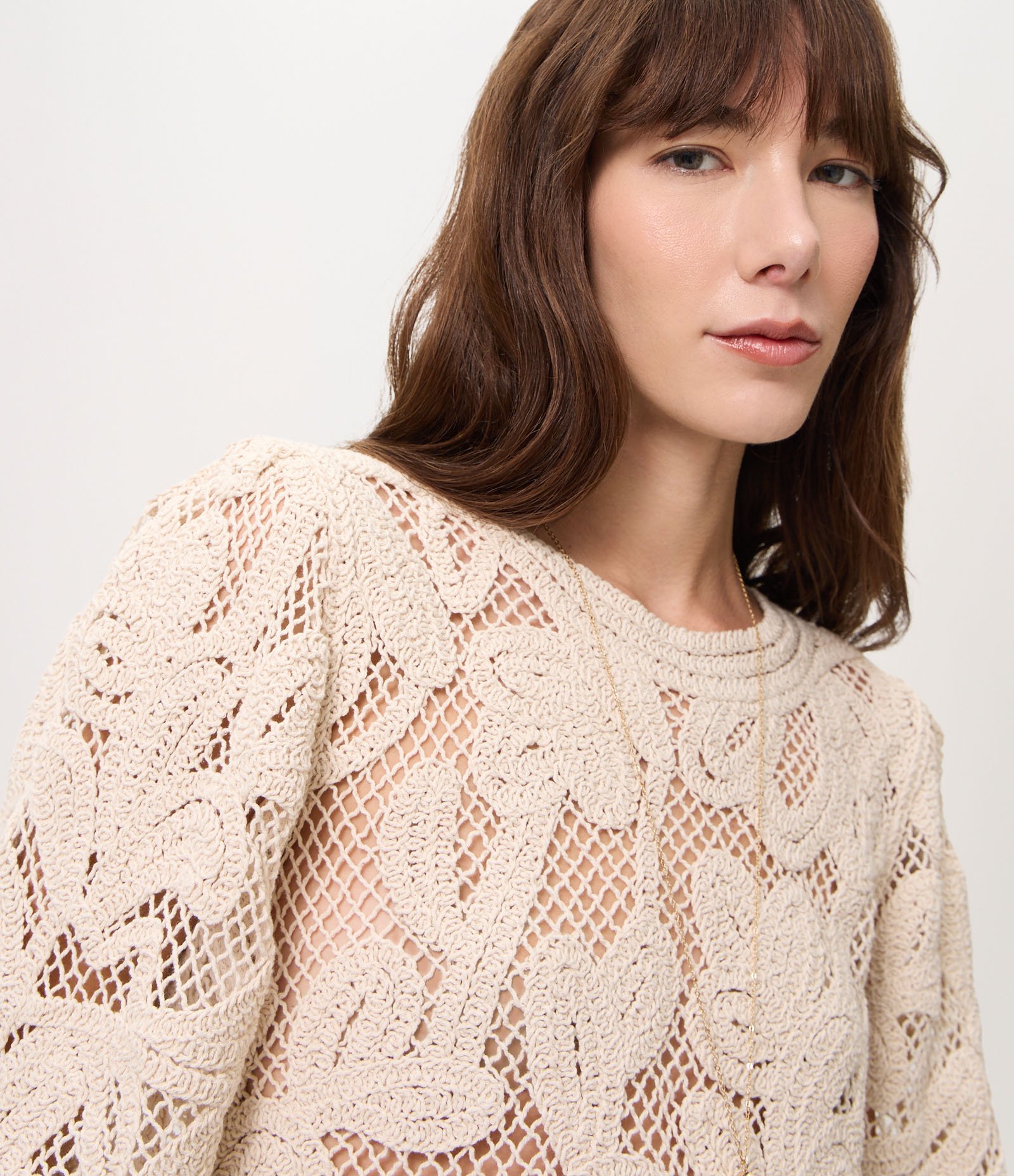 Blusa Regular em Crochê Cinza 3