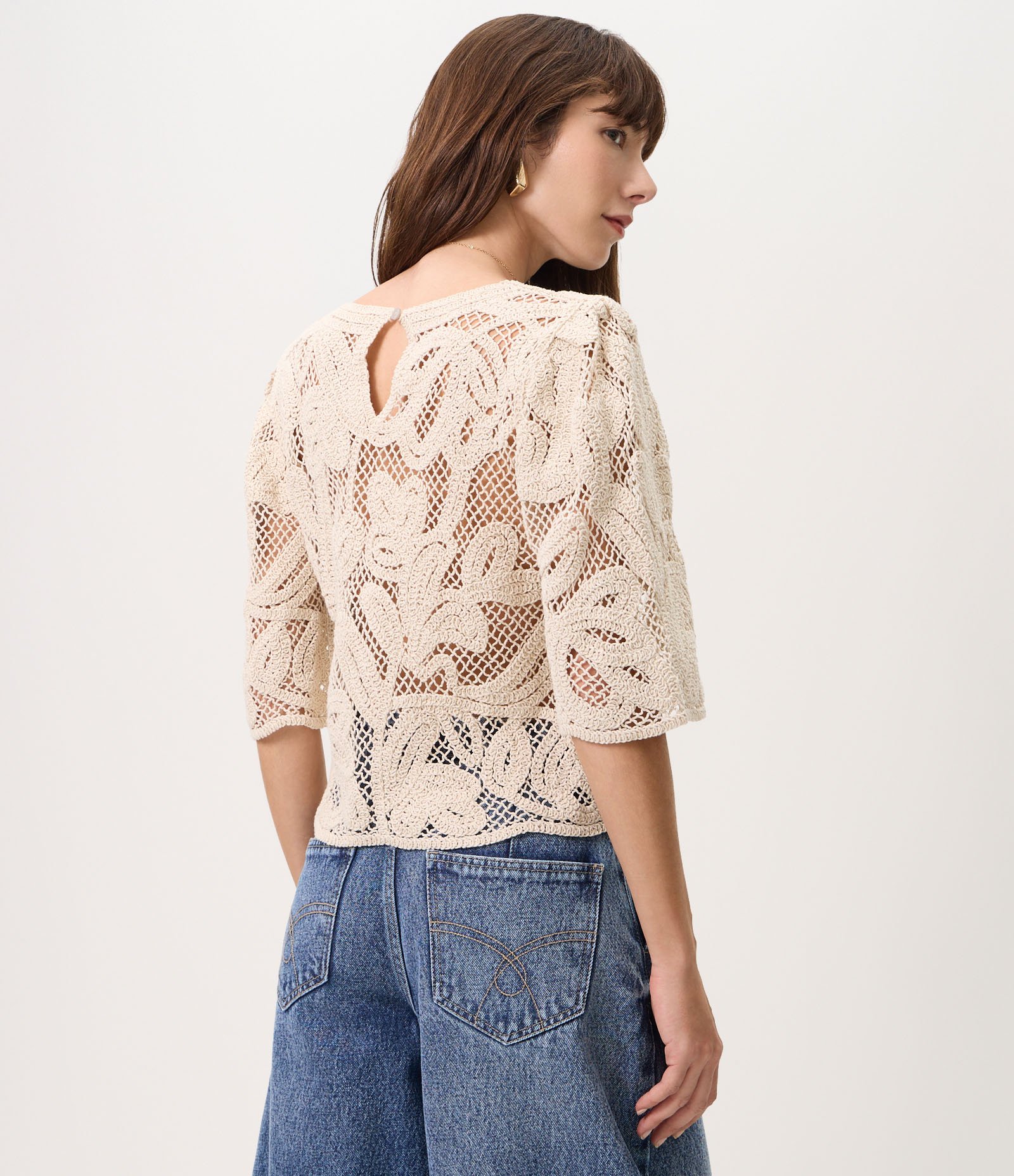 Blusa Regular em Crochê Cinza 4
